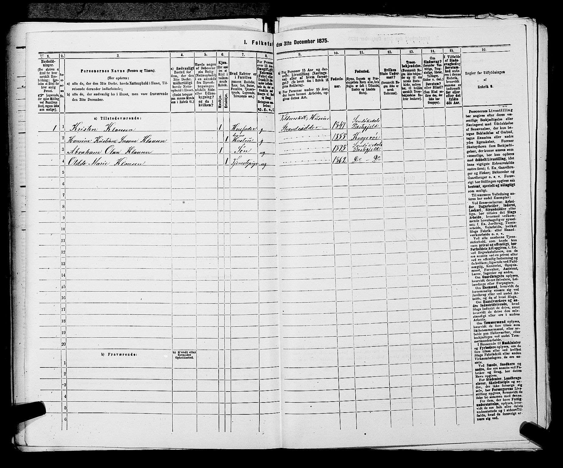 SAKO, 1875 census for 0816P Sannidal, 1875, p. 925
