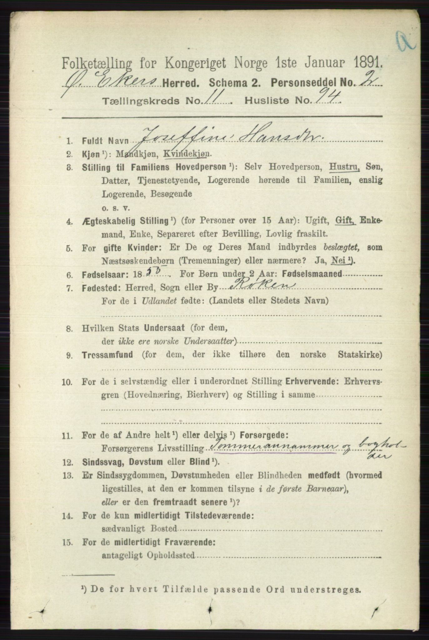 RA, 1891 census for 0624 Øvre Eiker, 1891, p. 5176
