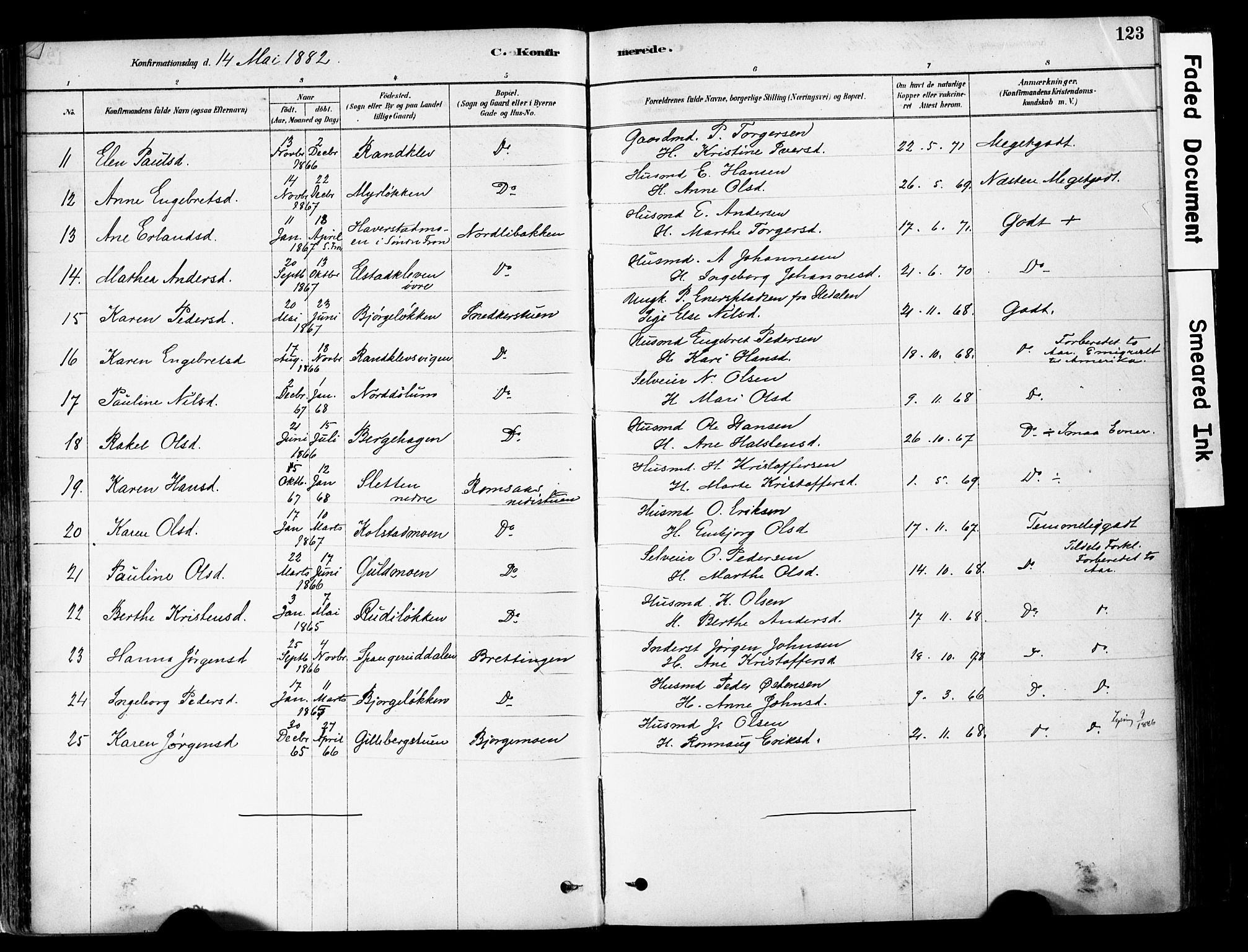 Ringebu prestekontor, AV/SAH-PREST-082/H/Ha/Haa/L0008: Parish register (official) no. 8, 1878-1898, p. 123