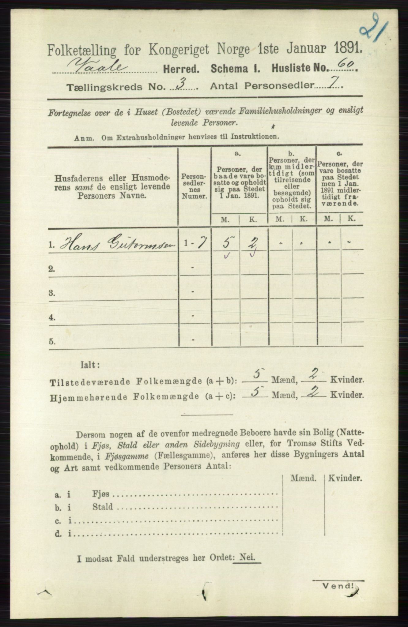 RA, 1891 census for 0716 Våle, 1891, p. 542