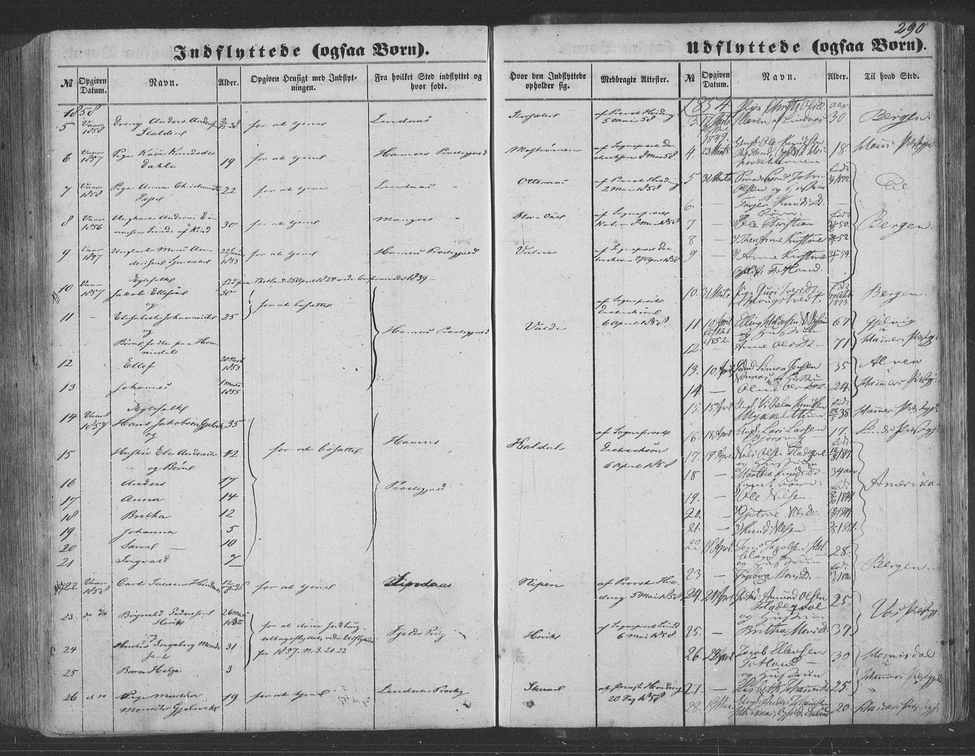 Hosanger sokneprestembete, SAB/A-75801/H/Haa: Parish register (official) no. A 8, 1849-1863, p. 290