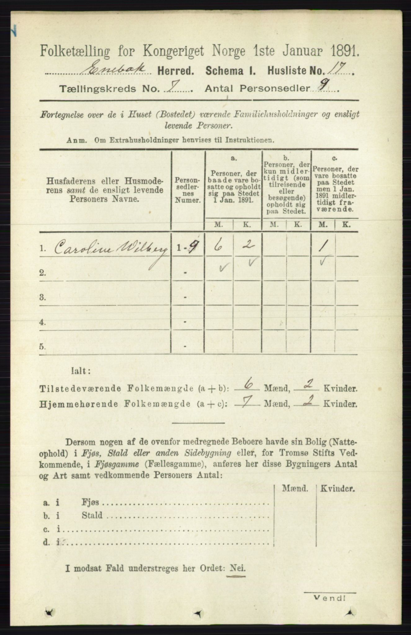 RA, 1891 census for 0229 Enebakk, 1891, p. 3503