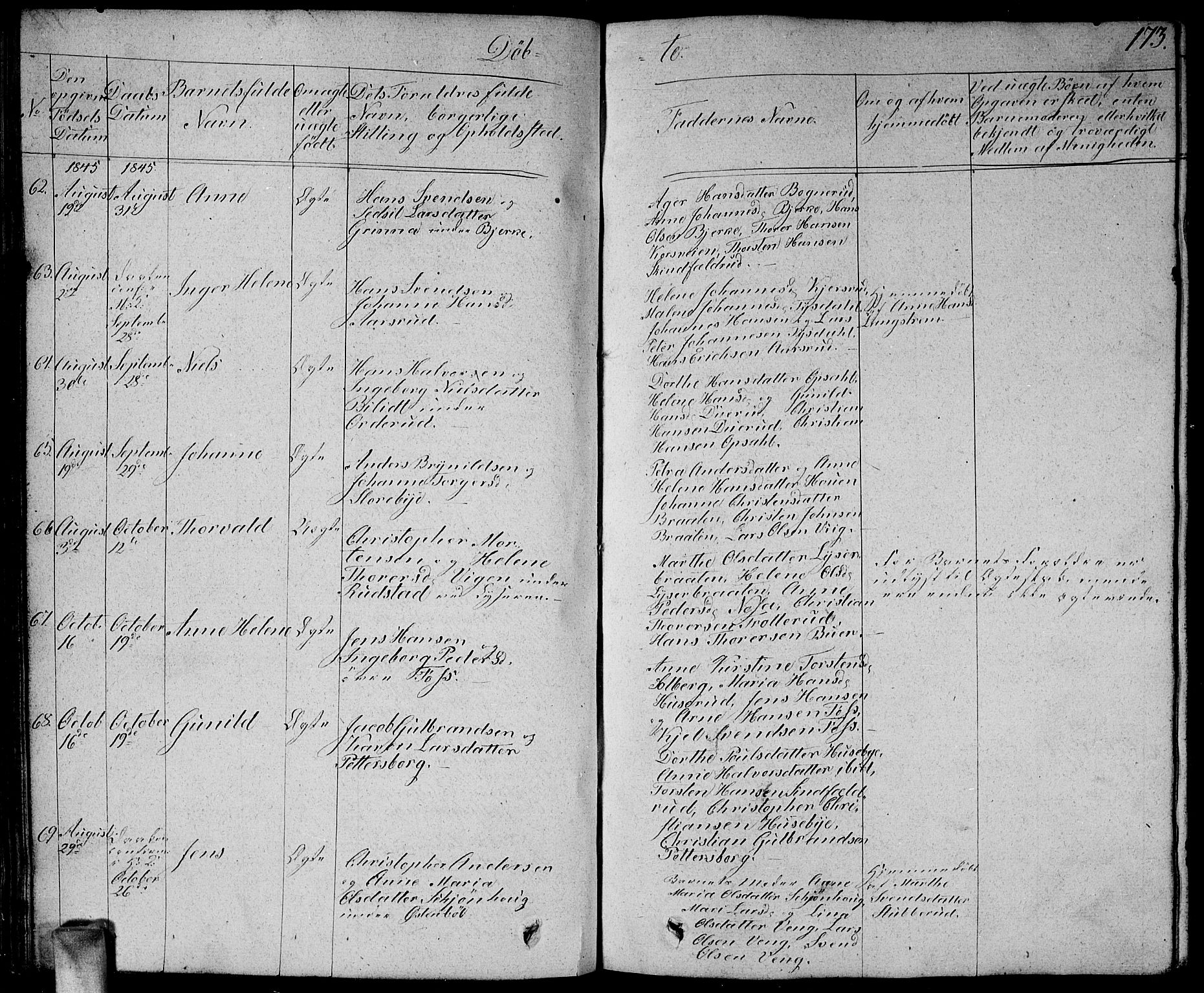 Enebakk prestekontor Kirkebøker, AV/SAO-A-10171c/G/Ga/L0003: Parish register (copy) no. I 3, 1833-1849, p. 173