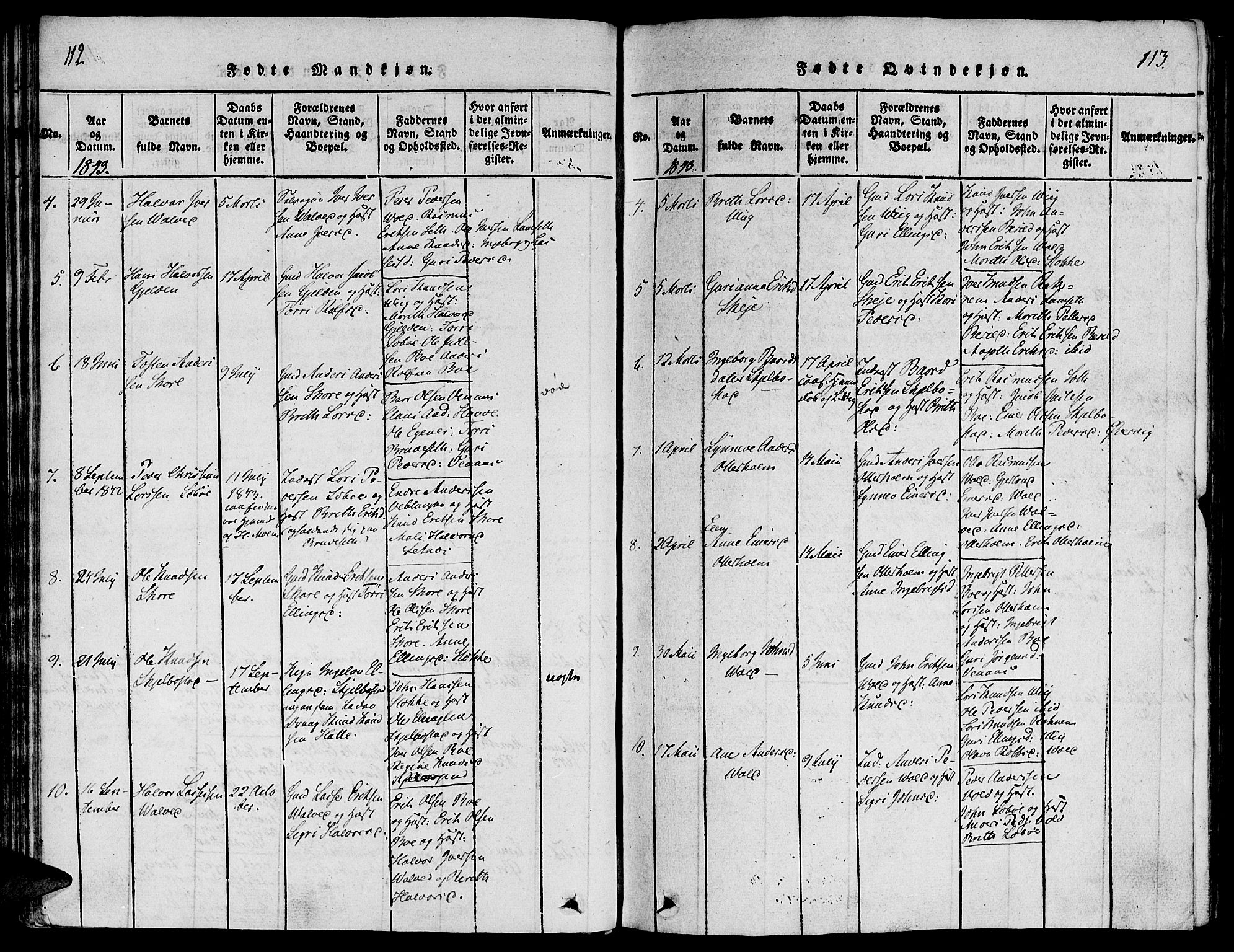 Ministerialprotokoller, klokkerbøker og fødselsregistre - Møre og Romsdal, SAT/A-1454/543/L0561: Parish register (official) no. 543A01, 1818-1853, p. 112-113