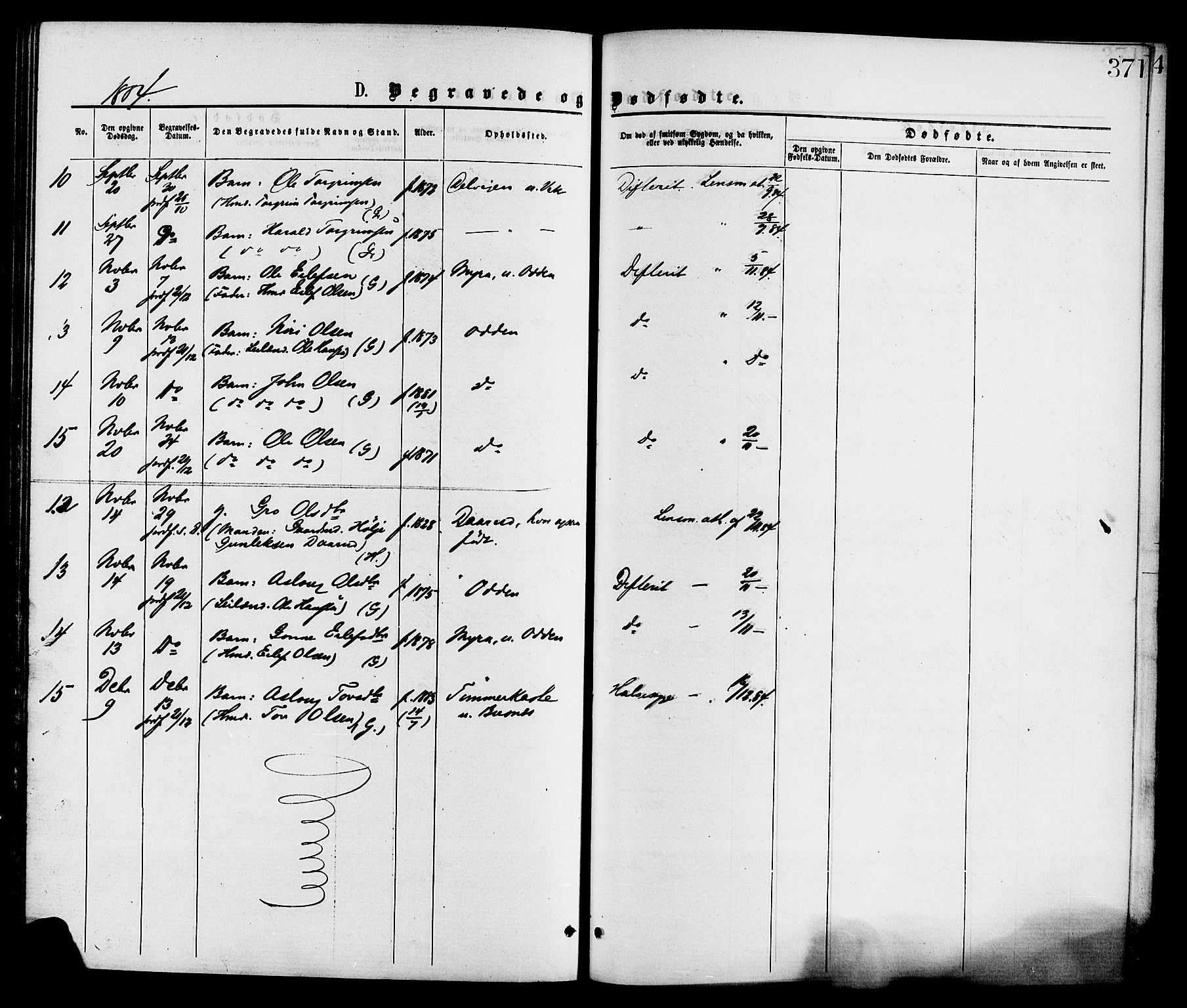 Gransherad kirkebøker, SAKO/A-267/F/Fa/L0004: Parish register (official) no. I 4, 1871-1886, p. 371