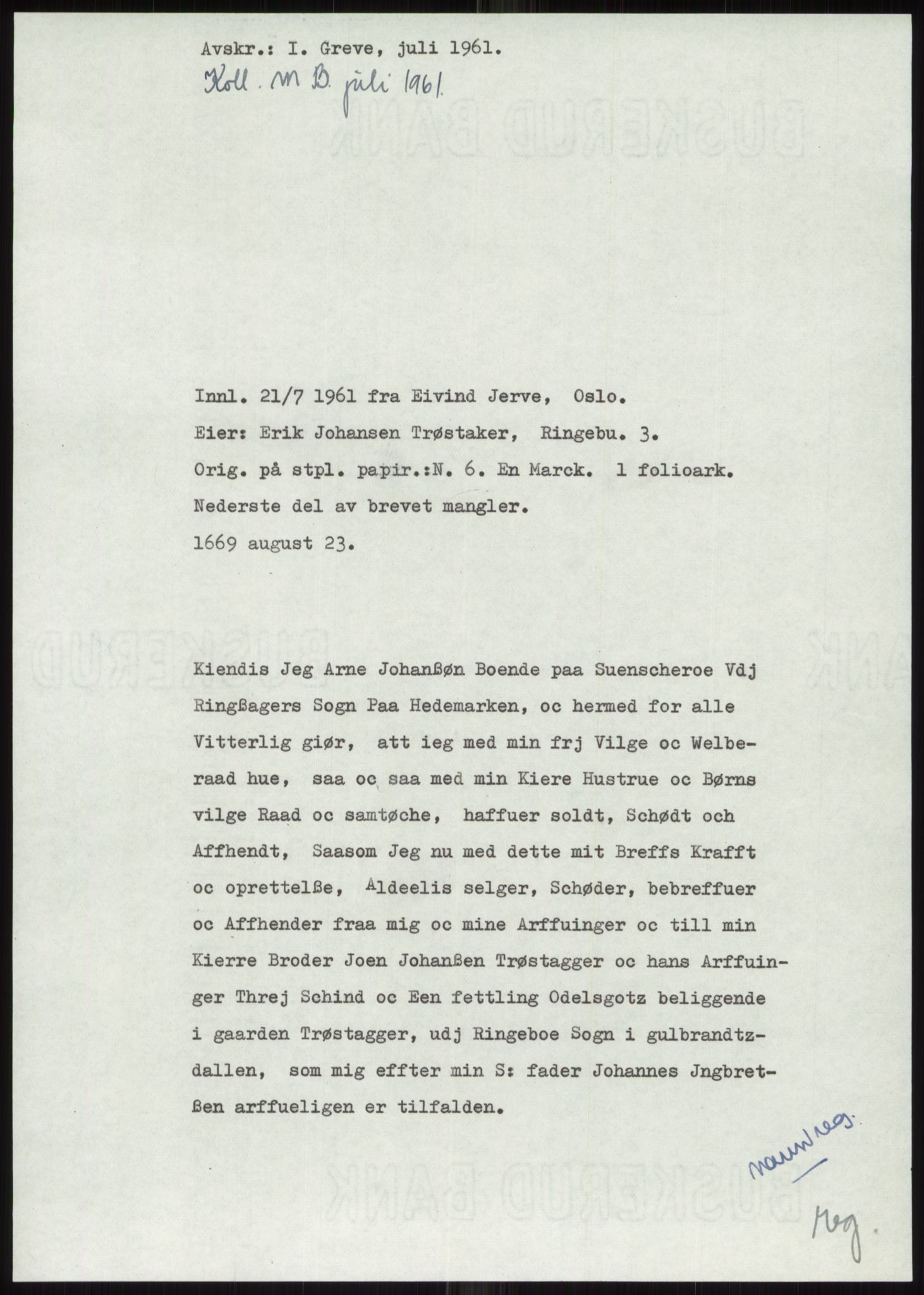 Samlinger til kildeutgivelse, Diplomavskriftsamlingen, RA/EA-4053/H/Ha, p. 429