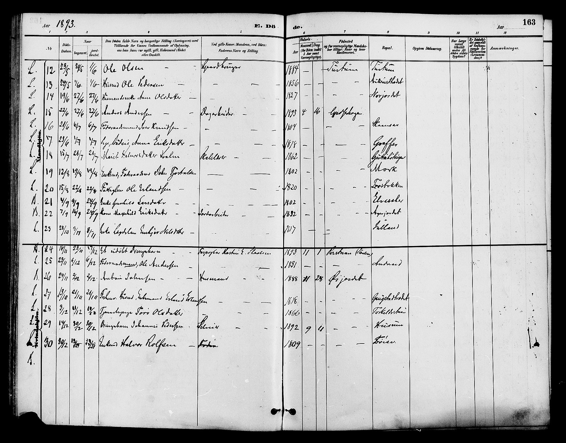 Lom prestekontor, SAH/PREST-070/K/L0008: Parish register (official) no. 8, 1885-1898, p. 163