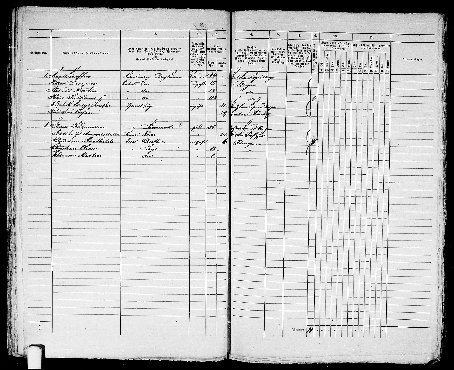 RA, 1865 census for Bergen, 1865, p. 86