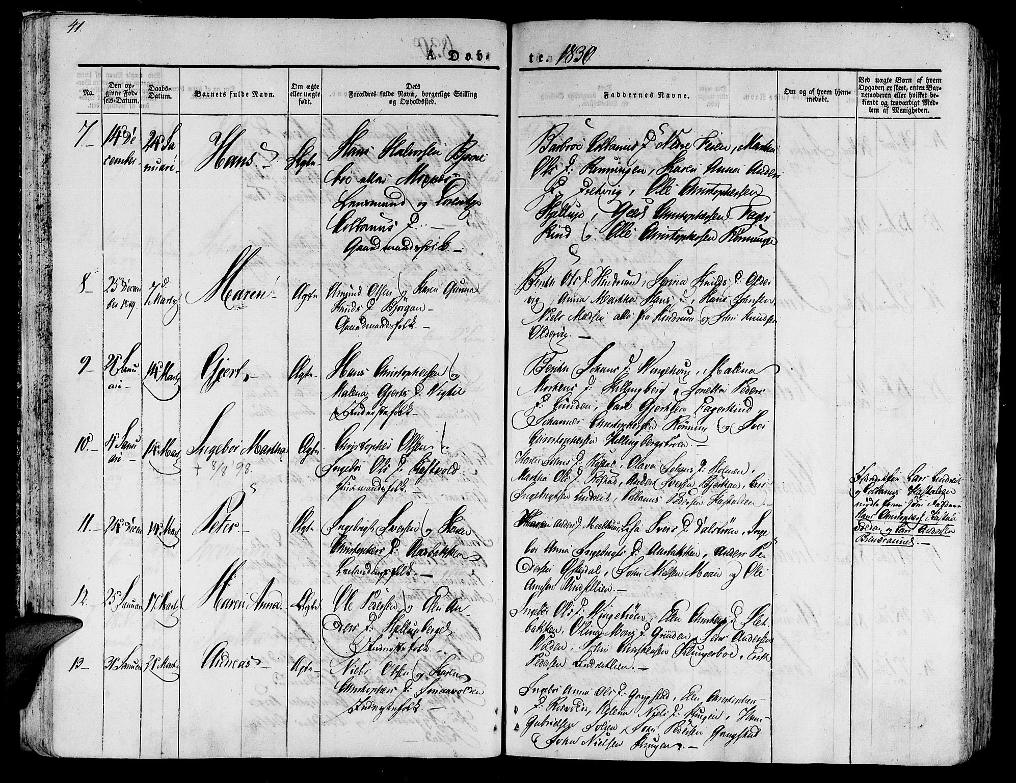 Ministerialprotokoller, klokkerbøker og fødselsregistre - Nord-Trøndelag, AV/SAT-A-1458/701/L0006: Parish register (official) no. 701A06, 1825-1841, p. 41