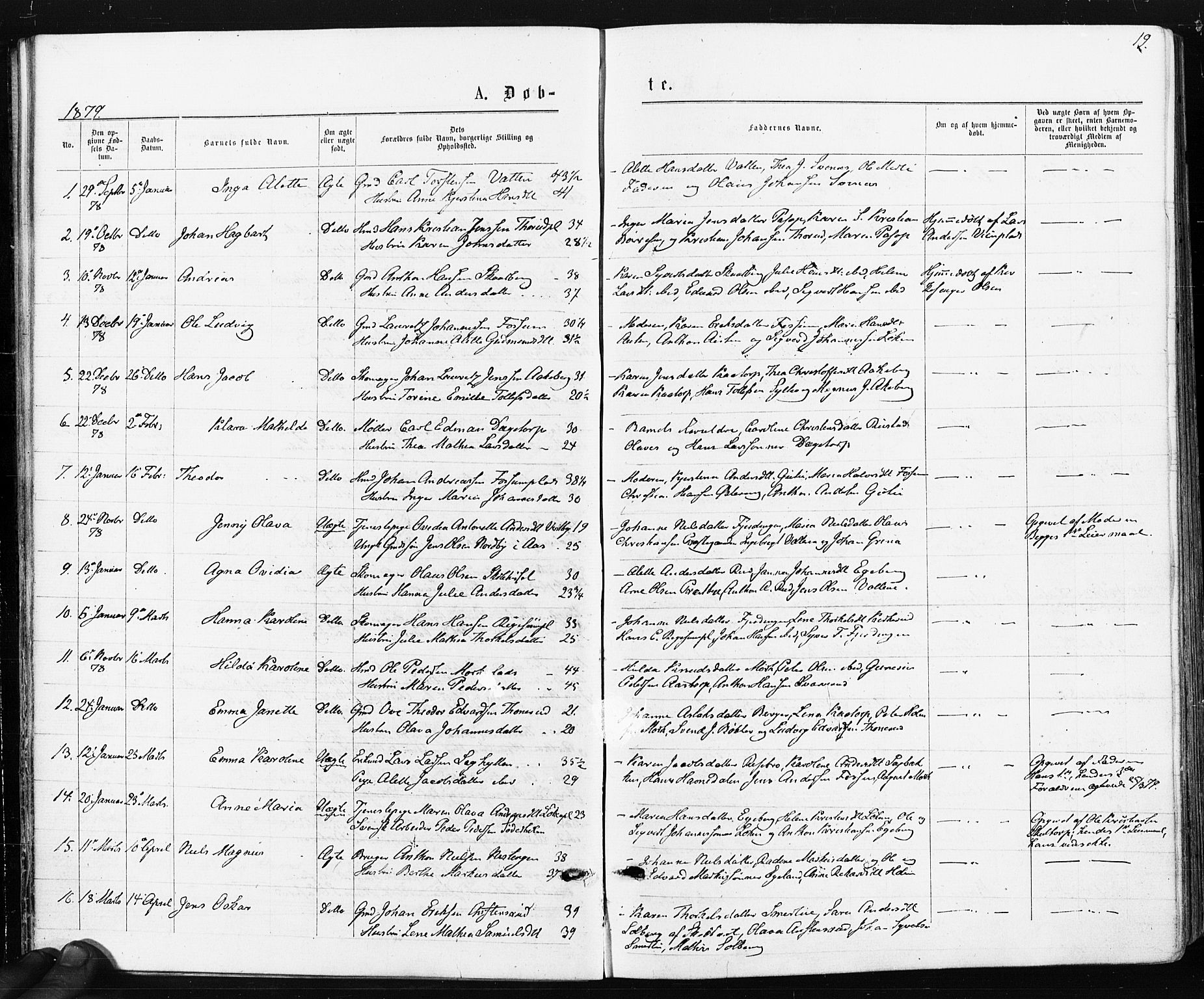 Spydeberg prestekontor Kirkebøker, AV/SAO-A-10924/F/Fa/L0007: Parish register (official) no. I 7, 1875-1885, p. 19