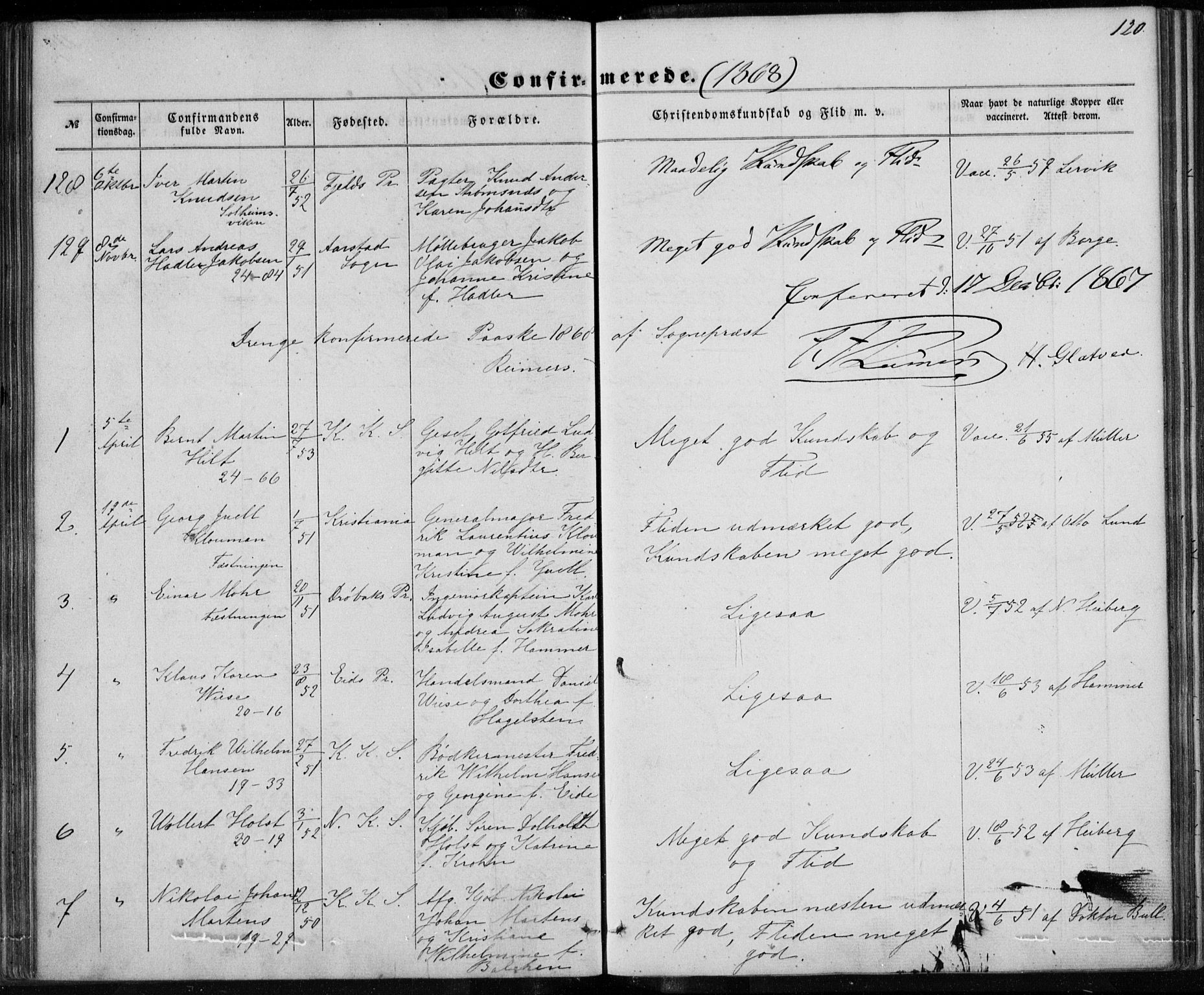 Korskirken sokneprestembete, SAB/A-76101/H/Haa/L0027: Parish register (official) no. C 3, 1854-1868, p. 120