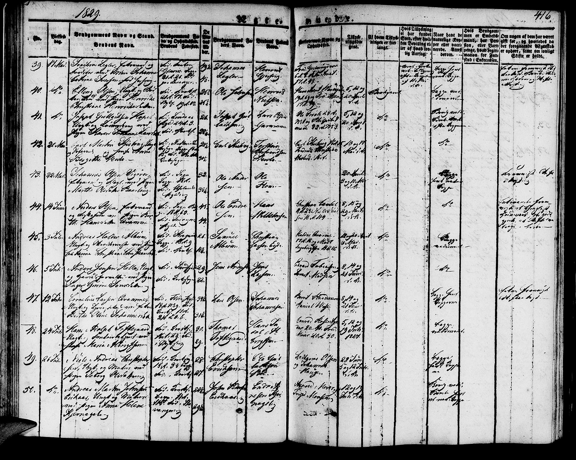 Domkirken sokneprestembete, SAB/A-74801/H/Haa/L0012: Parish register (official) no. A 12, 1821-1840, p. 416