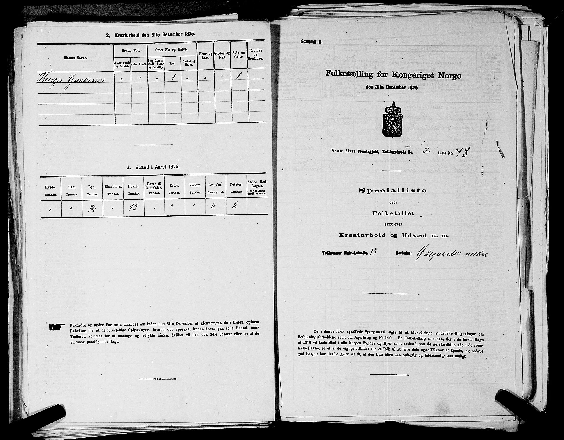 RA, 1875 census for 0218aP Vestre Aker, 1875, p. 673