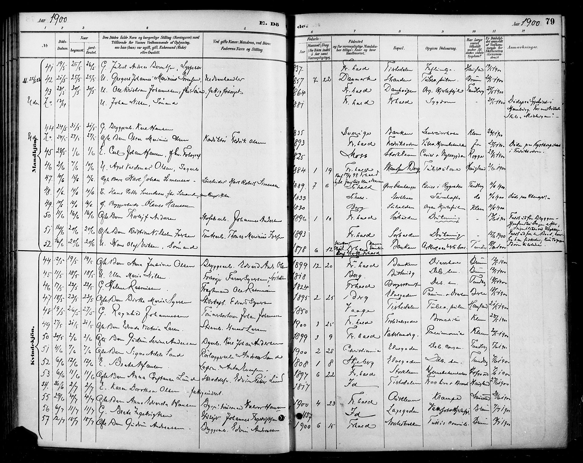 Halden prestekontor Kirkebøker, SAO/A-10909/F/Fa/L0014: Parish register (official) no. I 14, 1890-1906, p. 79