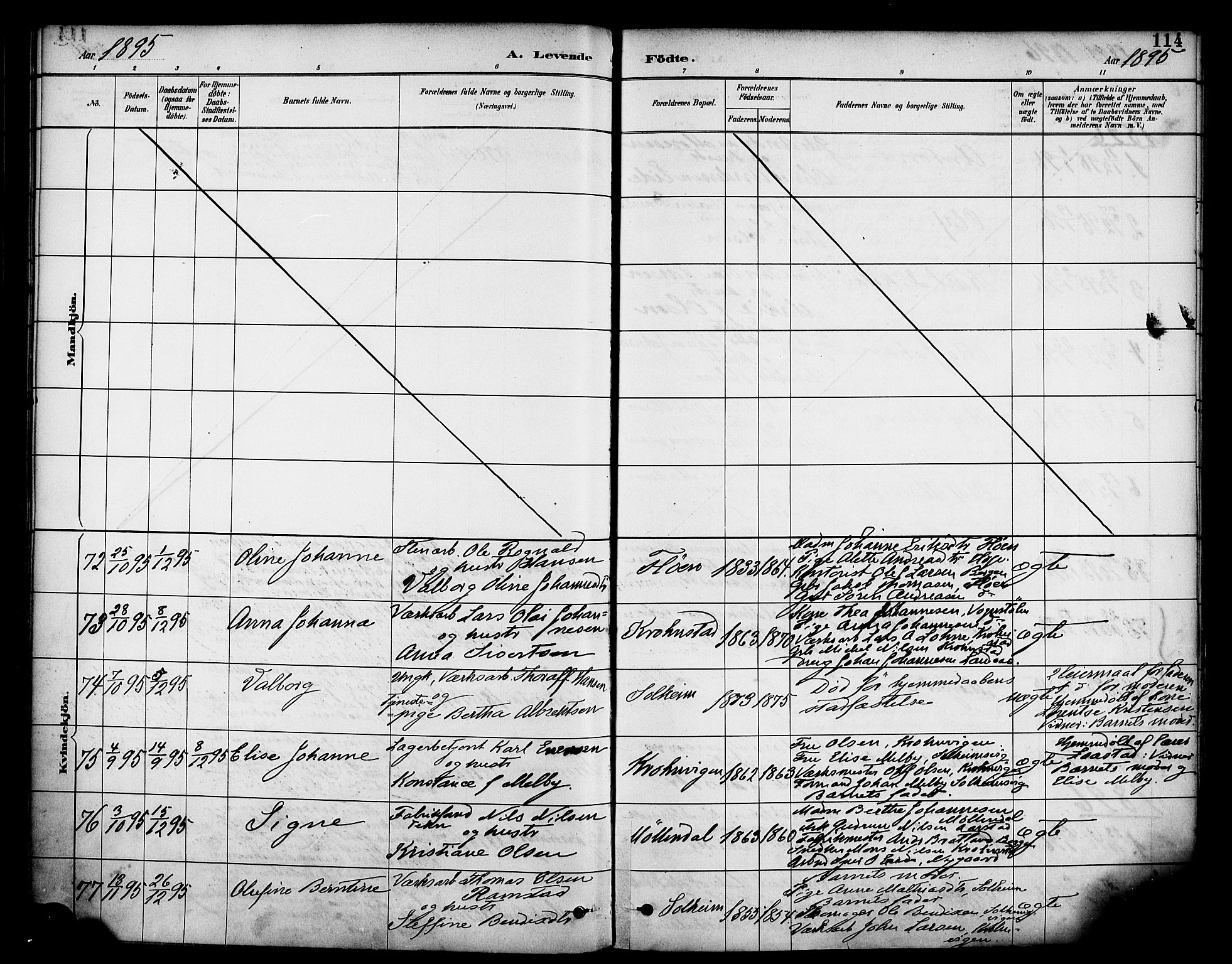 Årstad Sokneprestembete, AV/SAB-A-79301/H/Haa/L0001: Parish register (official) no. A 1, 1886-1901, p. 114