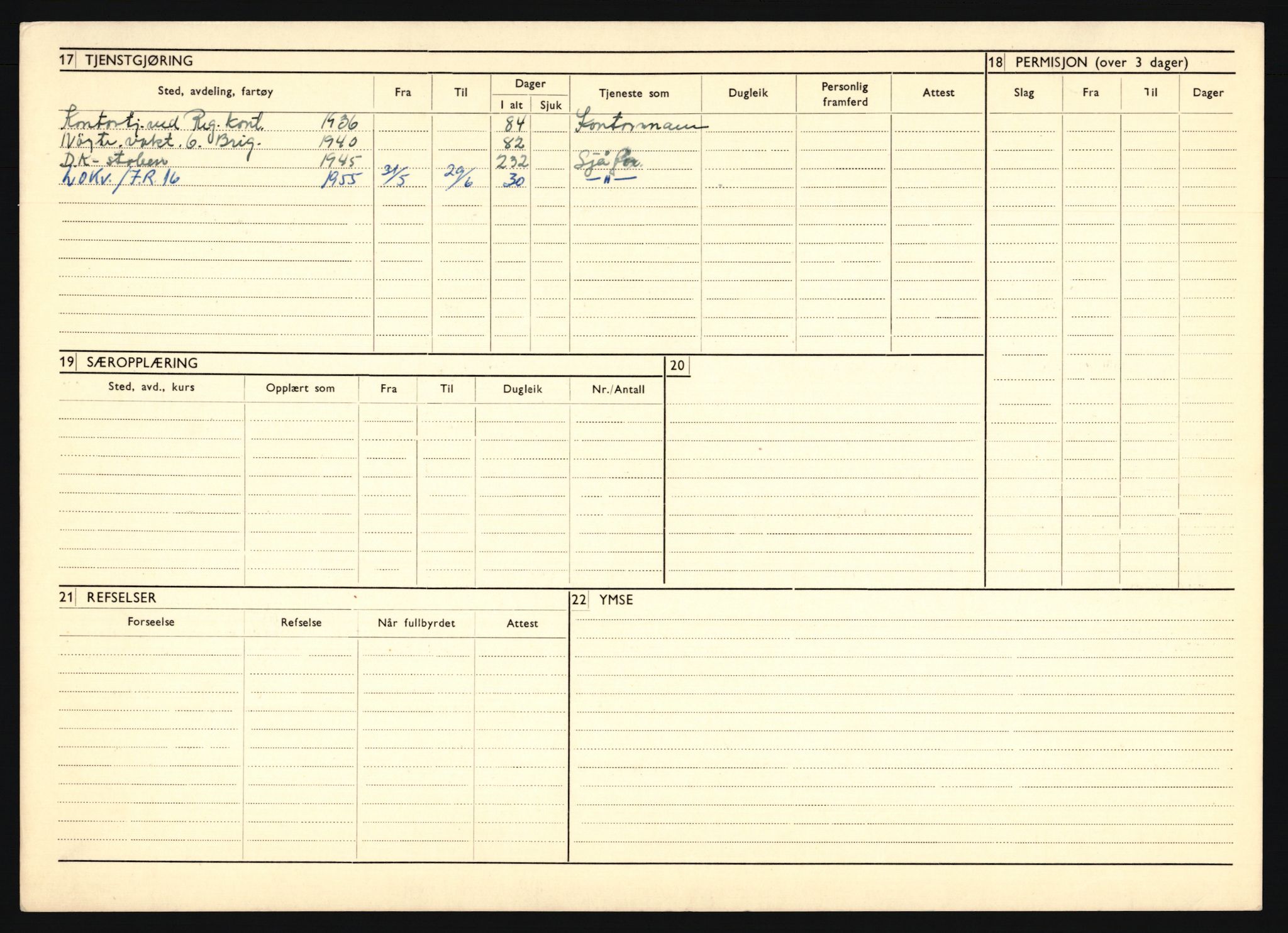 Forsvaret, Troms infanteriregiment nr. 16, AV/RA-RAFA-3146/P/Pa/L0020: Rulleblad for regimentets menige mannskaper, årsklasse 1936, 1936, p. 306