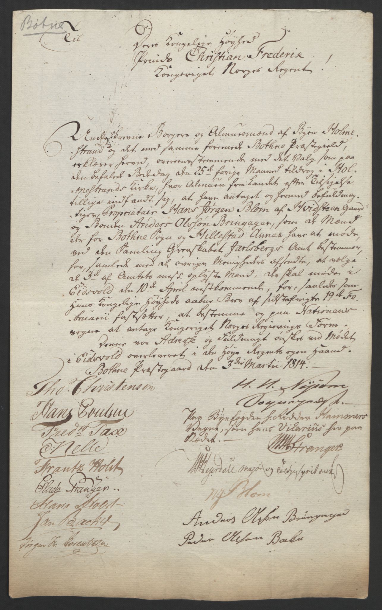 Statsrådssekretariatet, RA/S-1001/D/Db/L0008: Fullmakter for Eidsvollsrepresentantene i 1814. , 1814, p. 8