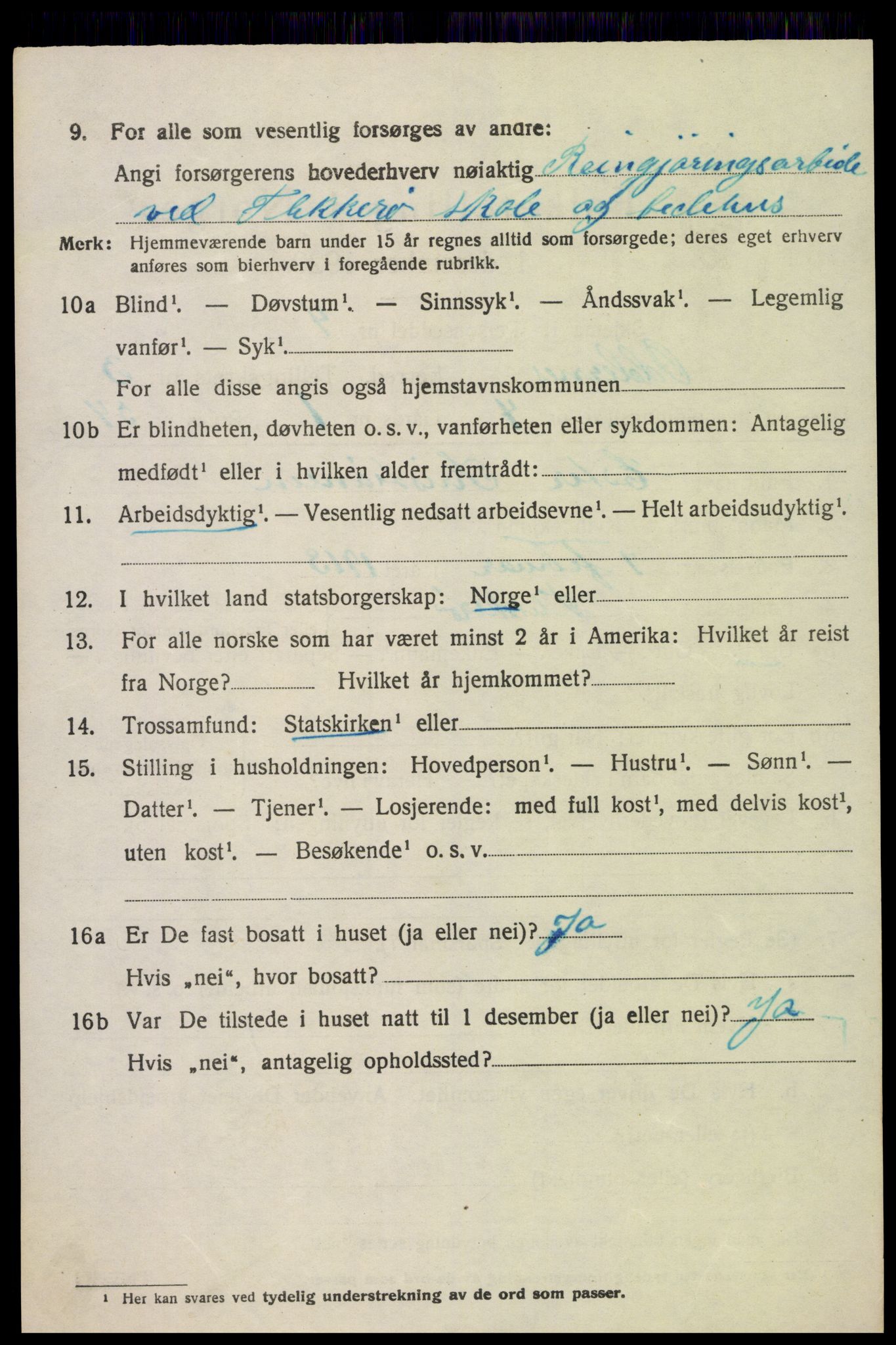 SAK, 1920 census for Oddernes, 1920, p. 3390
