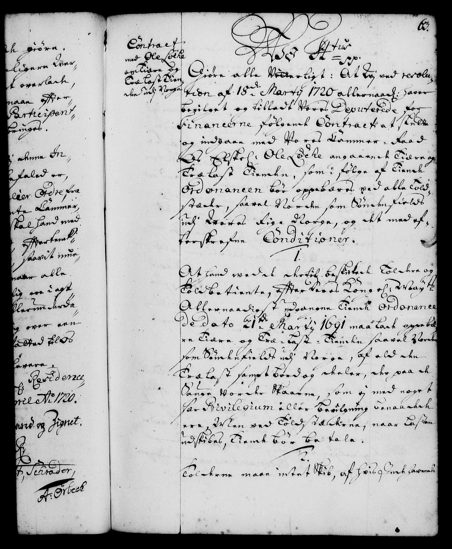 Rentekammeret, Kammerkanselliet, RA/EA-3111/G/Gg/Ggi/L0001: Norsk instruksjonsprotokoll med register (merket RK 53.34), 1720-1729, p. 63