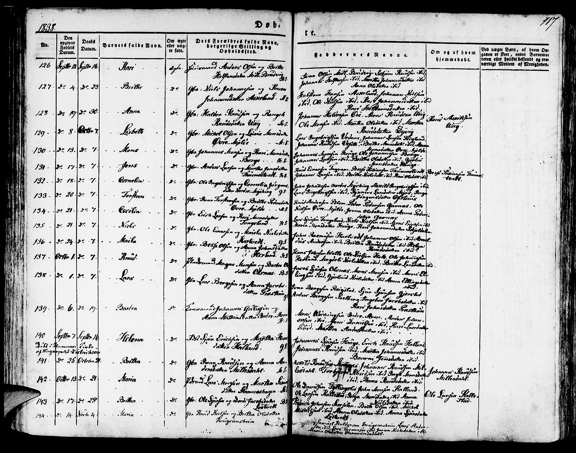 Haus sokneprestembete, SAB/A-75601/H/Haa: Parish register (official) no. A 14, 1827-1838, p. 117