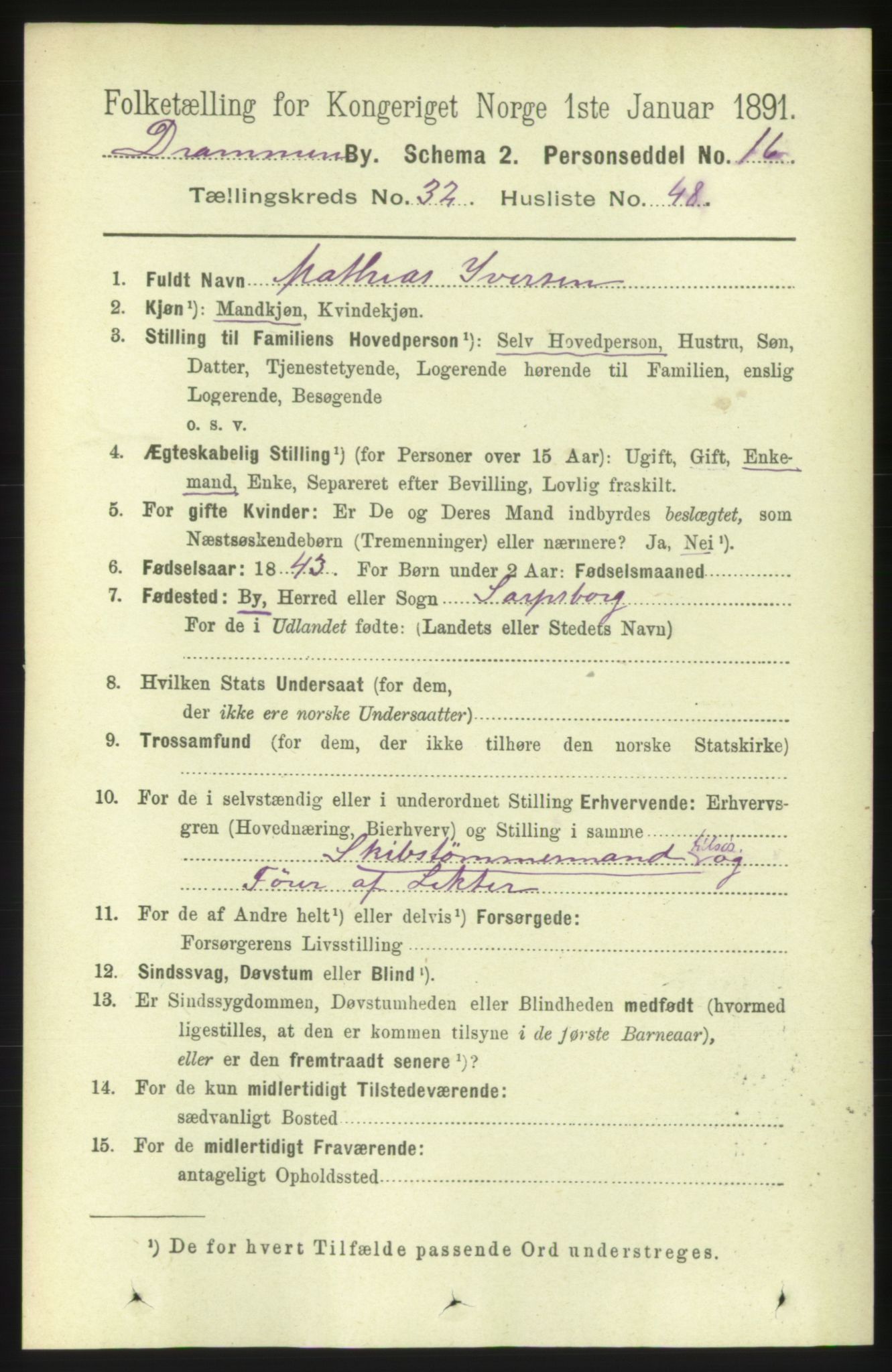 RA, 1891 census for 0602 Drammen, 1891, p. 19967