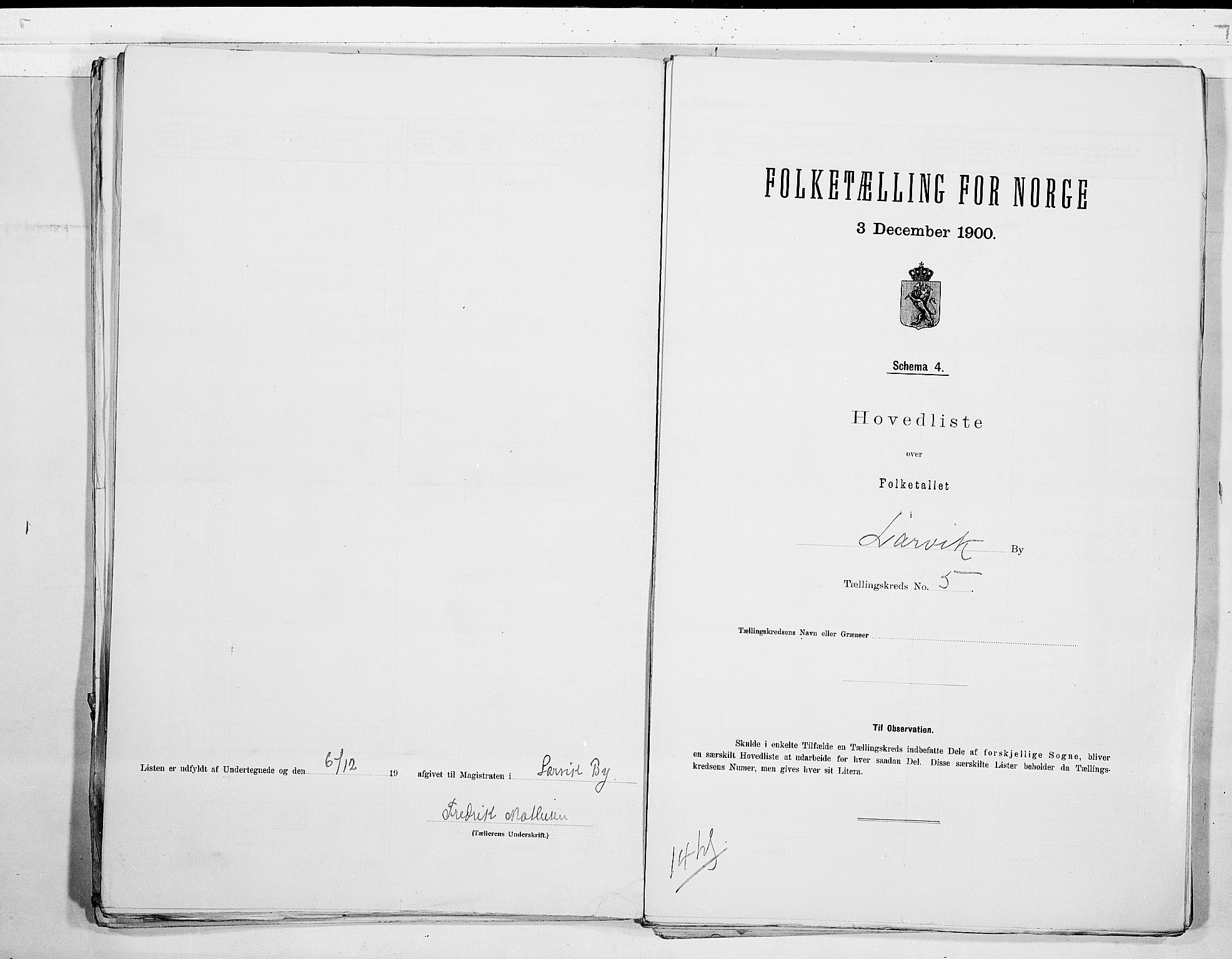 RA, 1900 census for Larvik, 1900, p. 12