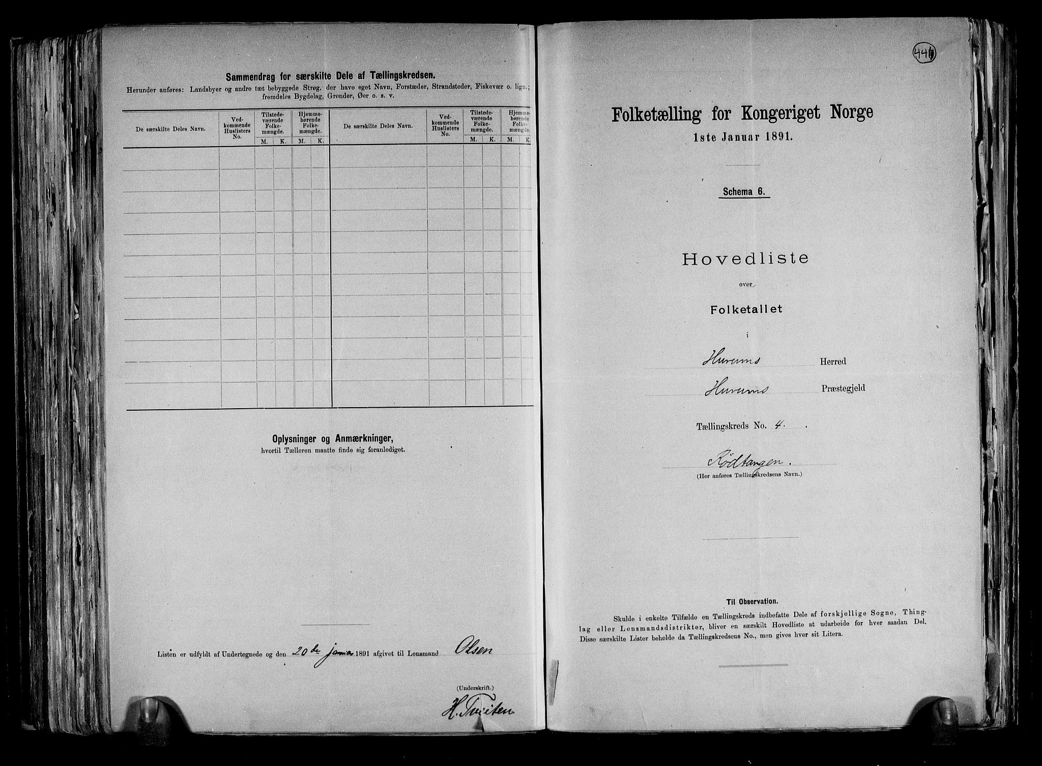 RA, 1891 census for 0628 Hurum, 1891, p. 11