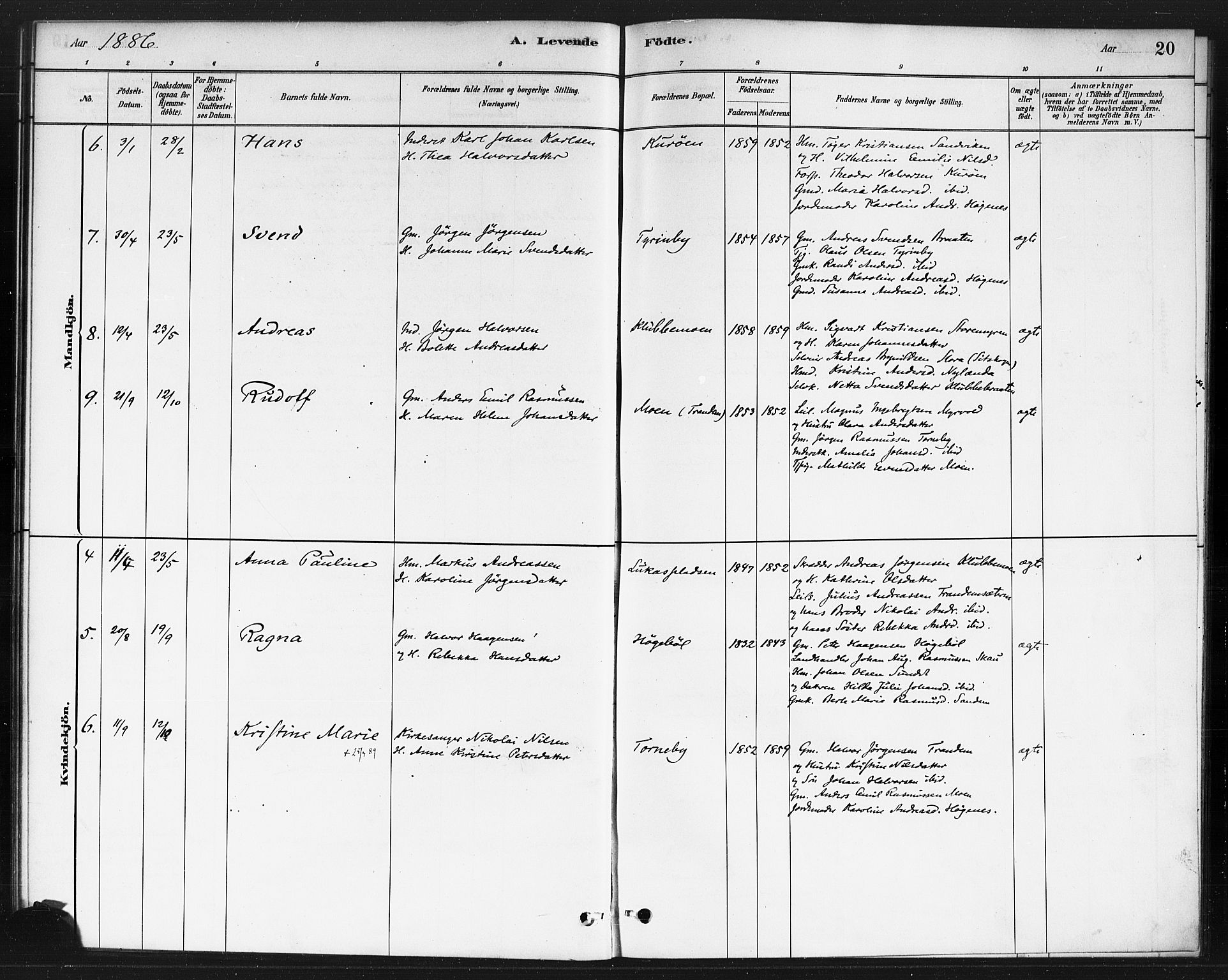 Rødenes prestekontor Kirkebøker, AV/SAO-A-2005/F/Fb/L0001: Parish register (official) no. II 1, 1880-1889, p. 20