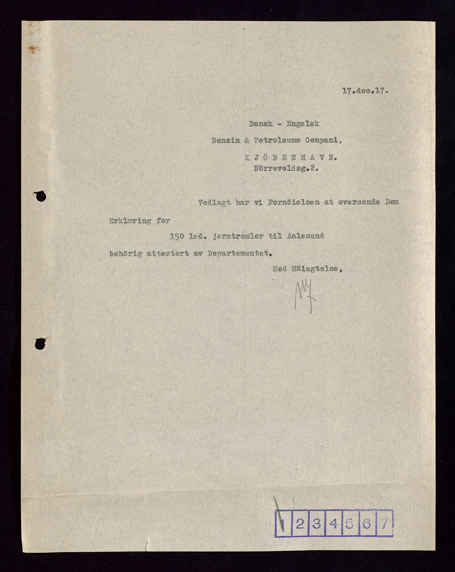 Pa 1521 - A/S Norske Shell, AV/SAST-A-101915/E/Ea/Eaa/L0002: Sjefskorrespondanse, 1917-1918, p. 285