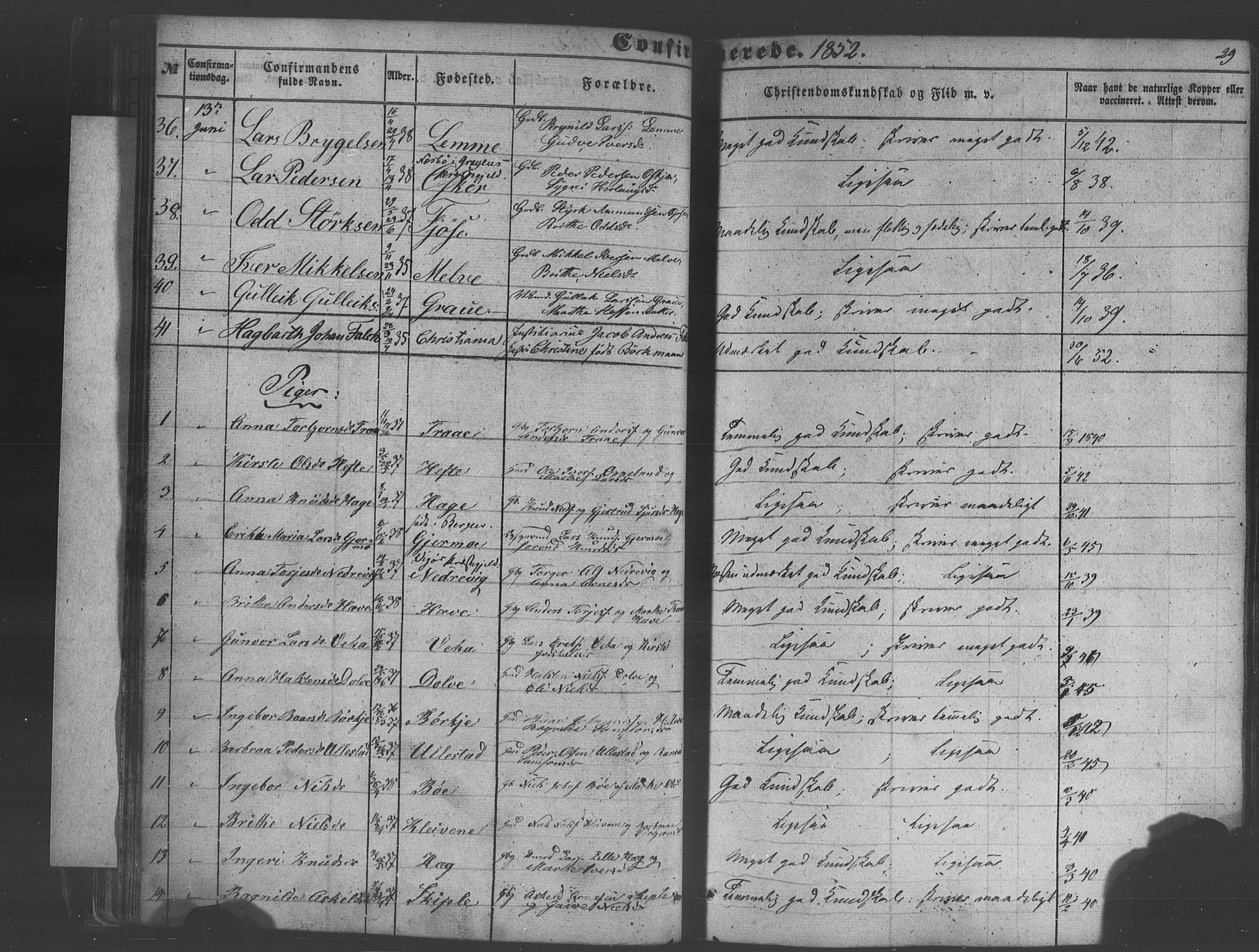 Voss sokneprestembete, AV/SAB-A-79001/H/Haa: Parish register (official) no. A 18, 1848-1876, p. 29