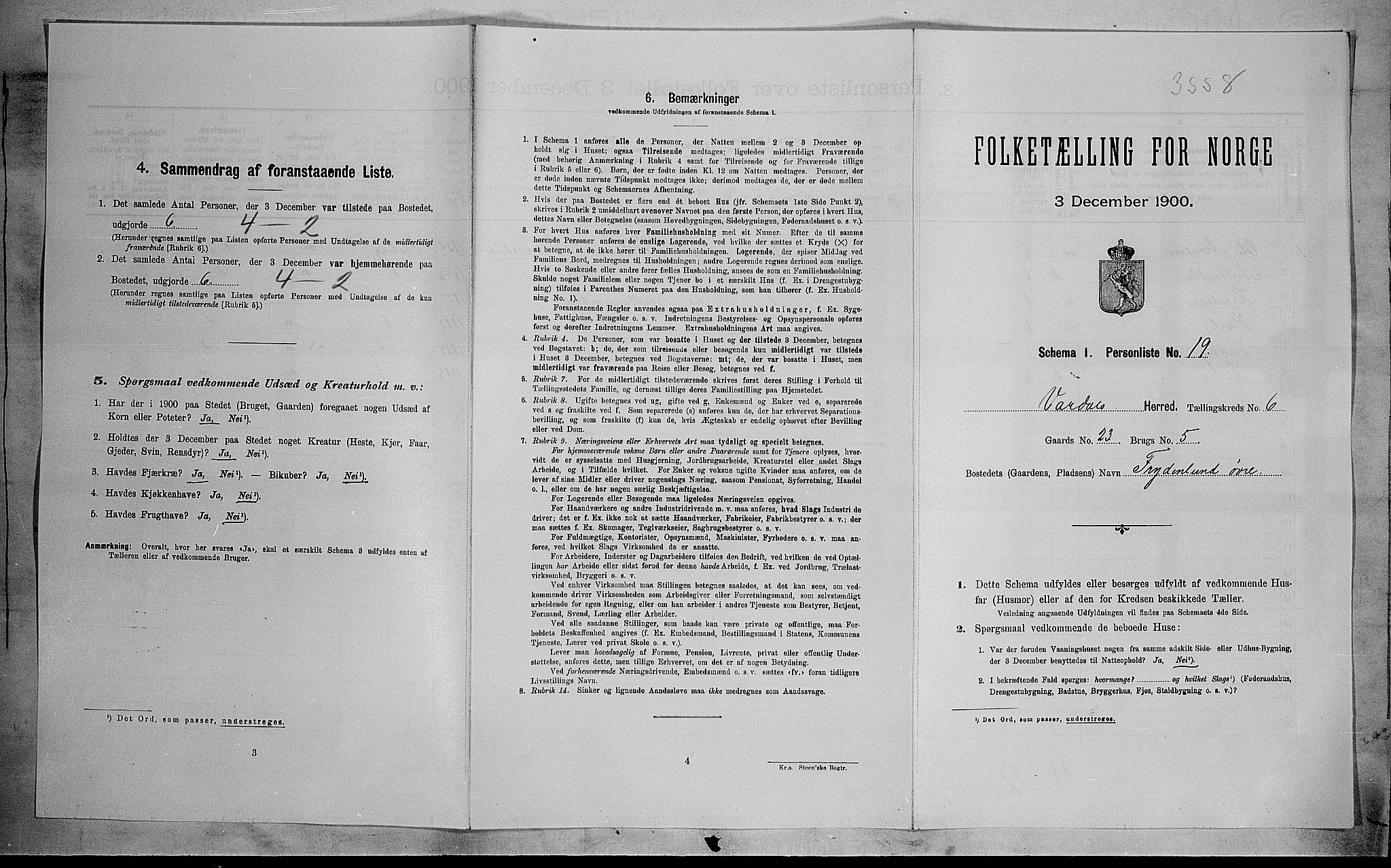 SAH, 1900 census for Vardal, 1900, p. 442