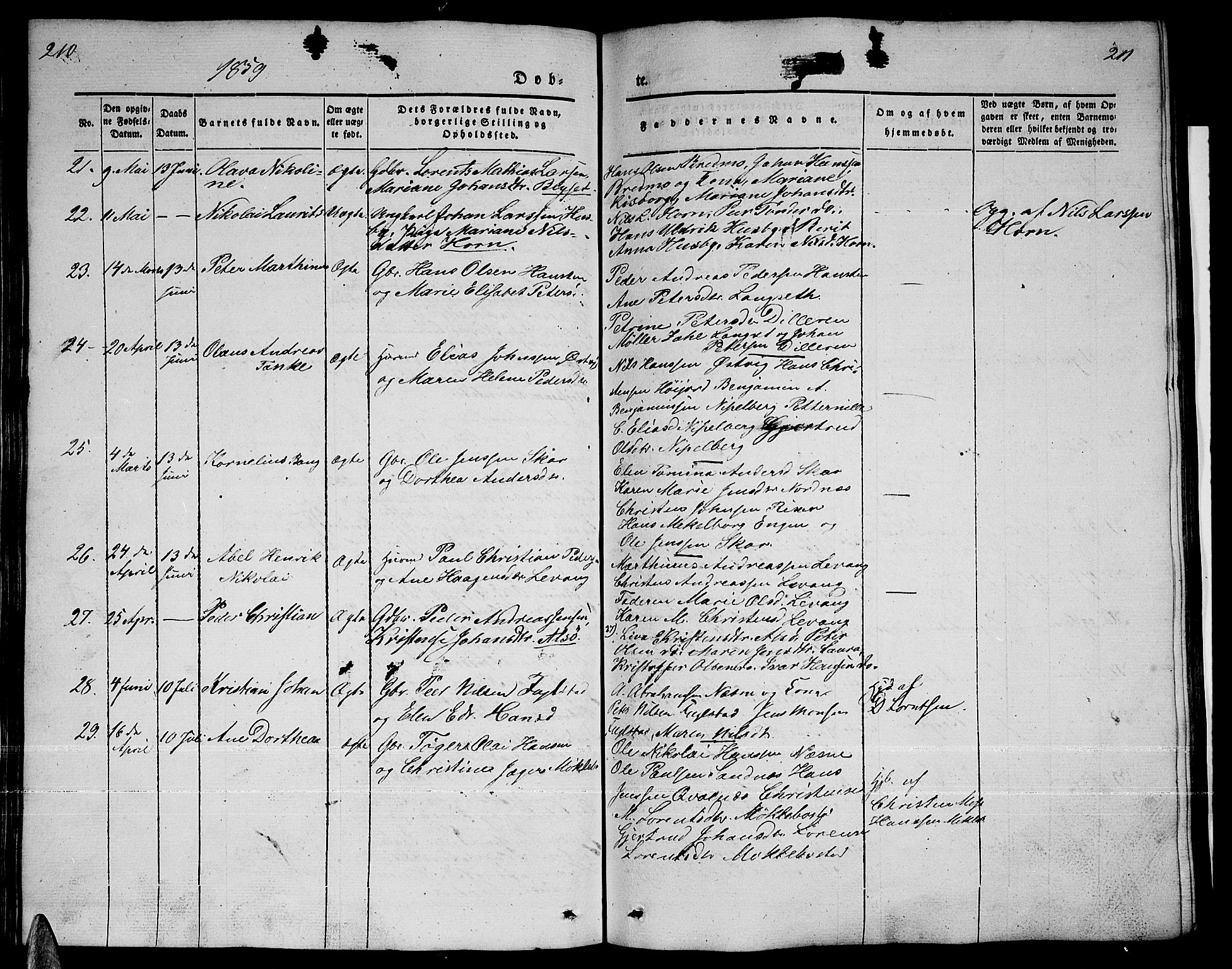 Ministerialprotokoller, klokkerbøker og fødselsregistre - Nordland, AV/SAT-A-1459/838/L0555: Parish register (copy) no. 838C02, 1842-1861, p. 210-211