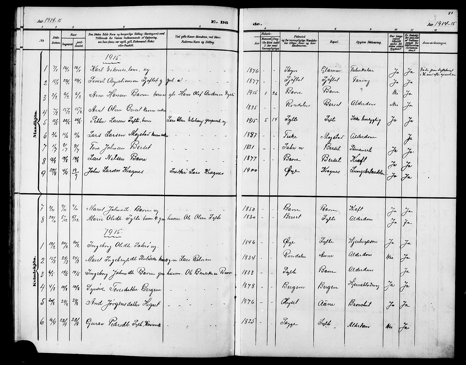 Ministerialprotokoller, klokkerbøker og fødselsregistre - Møre og Romsdal, AV/SAT-A-1454/595/L1053: Parish register (copy) no. 595C05, 1901-1919, p. 80