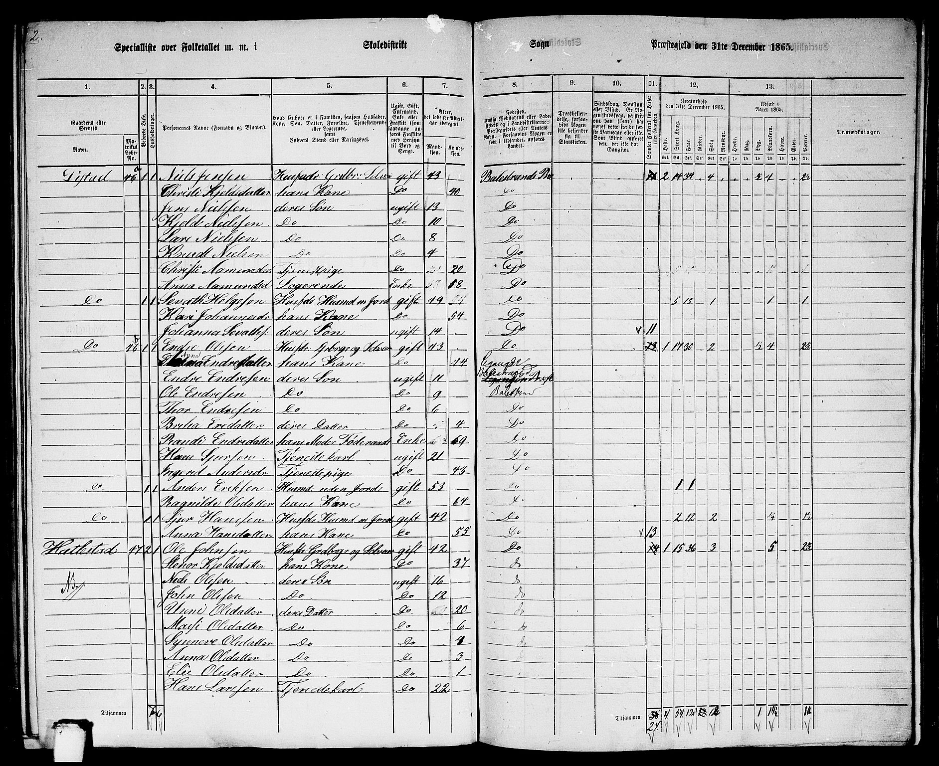 RA, 1865 census for Balestrand, 1865, p. 64