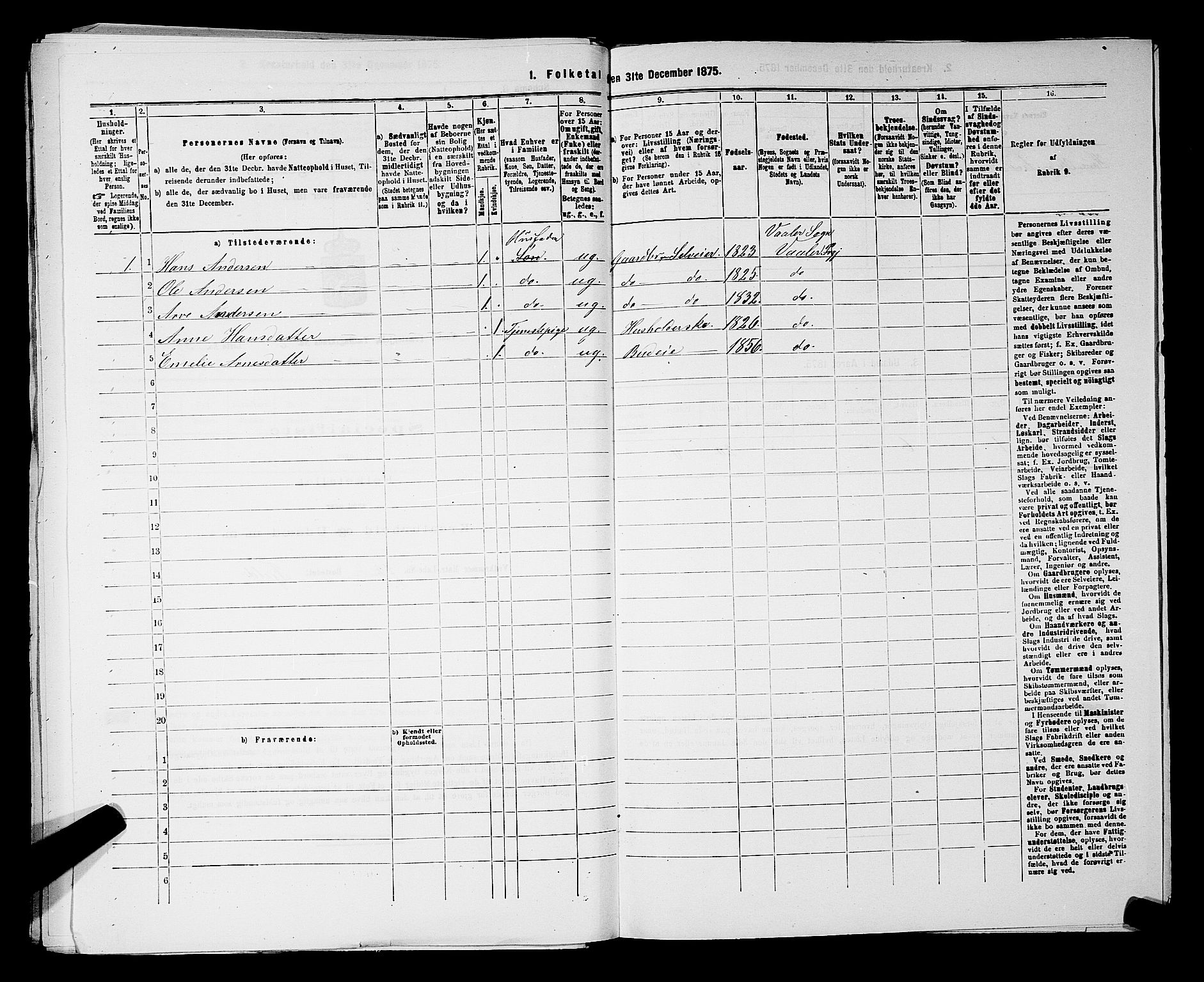 RA, 1875 census for 0137P Våler, 1875, p. 400