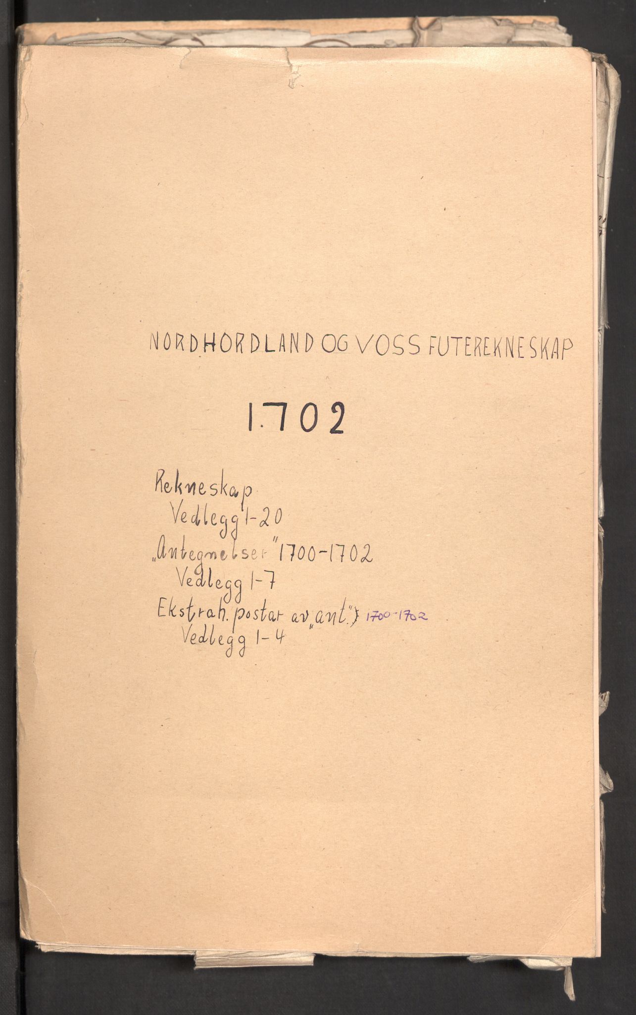 Rentekammeret inntil 1814, Reviderte regnskaper, Fogderegnskap, RA/EA-4092/R51/L3186: Fogderegnskap Nordhordland og Voss, 1702-1703, p. 2