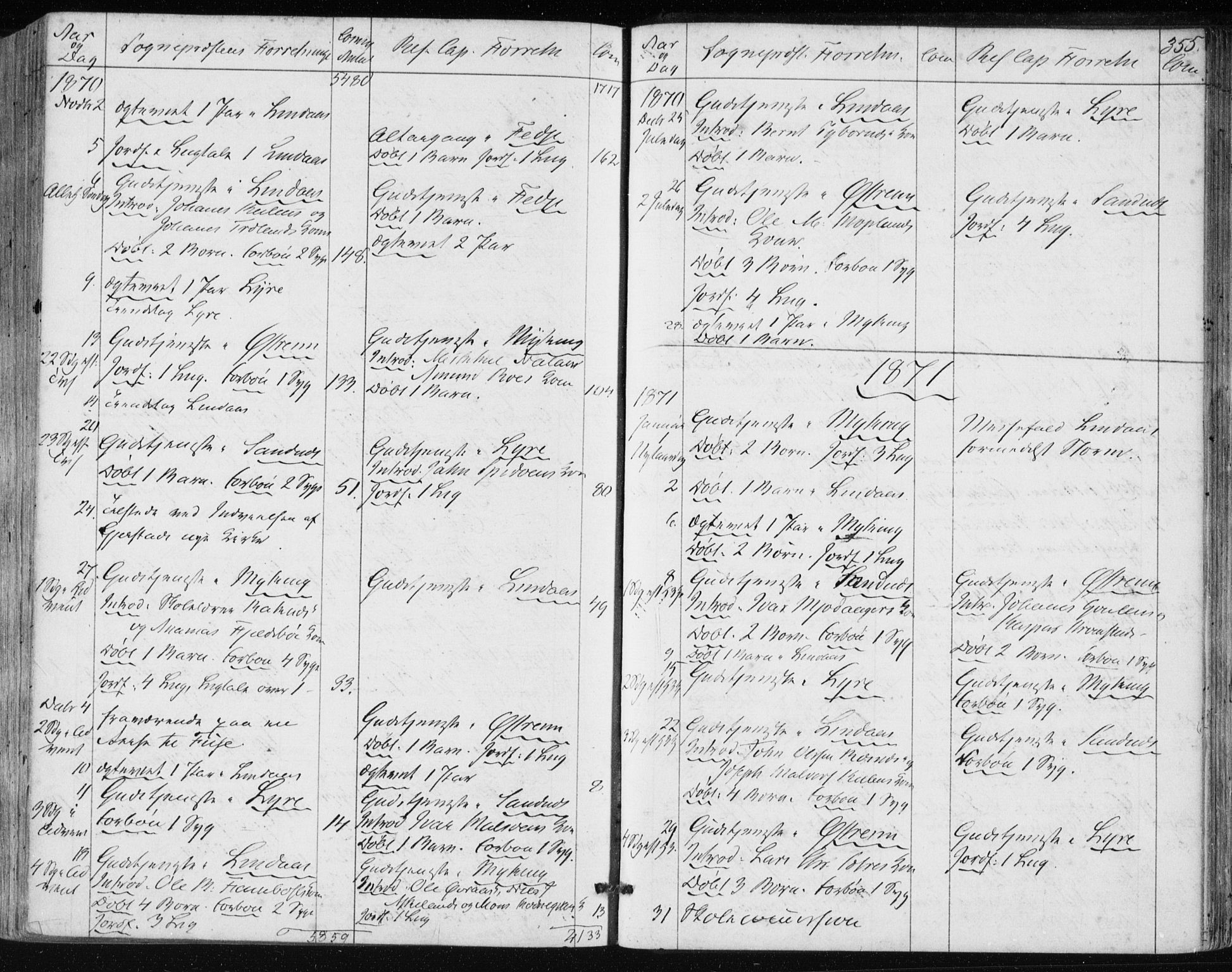 Lindås Sokneprestembete, SAB/A-76701/H/Haa: Parish register (official) no. A 16, 1863-1875, p. 355