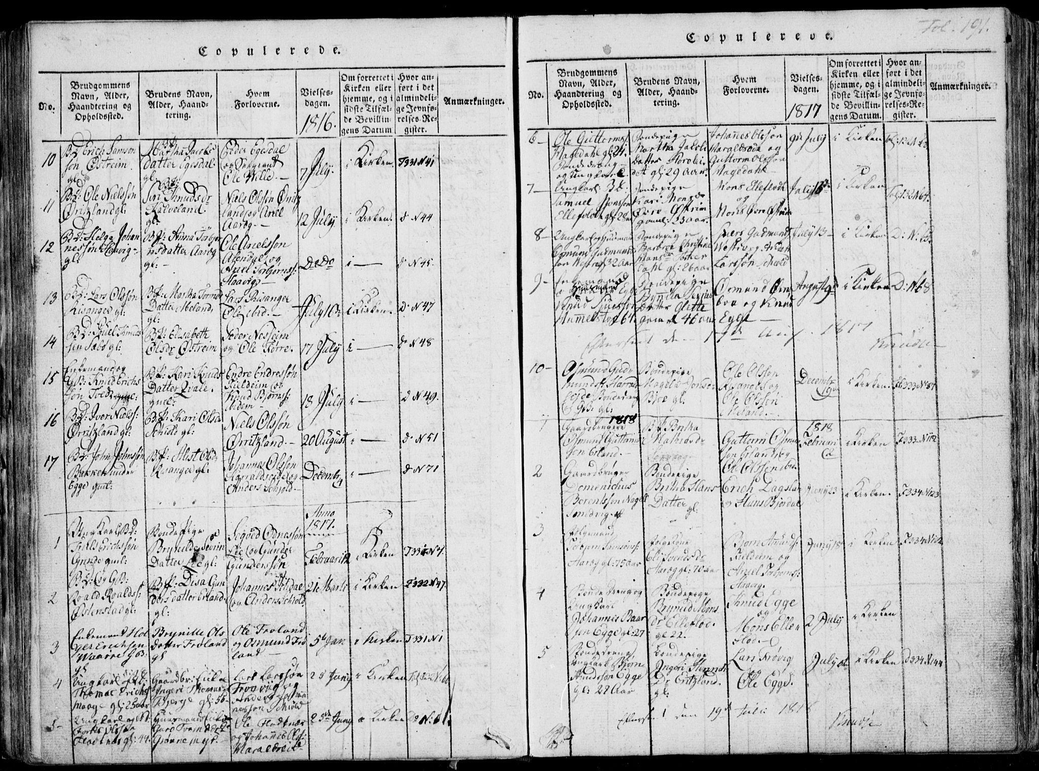 Skjold sokneprestkontor, SAST/A-101847/H/Ha/Haa/L0003: Parish register (official) no. A 3, 1815-1835, p. 191