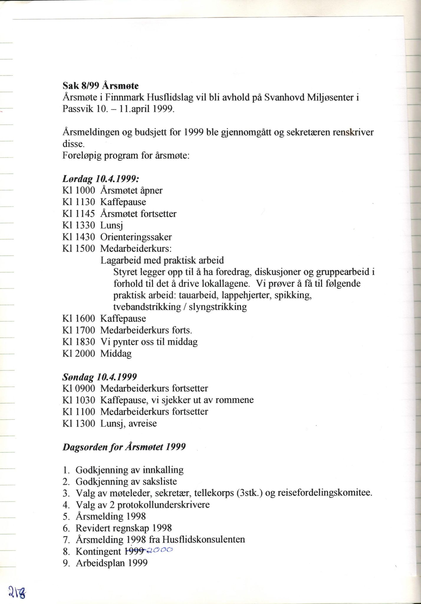 Finnmark Husflidslag, FMFB/A-1134/A/L0004: Møtebok, 1995-2000, p. 224