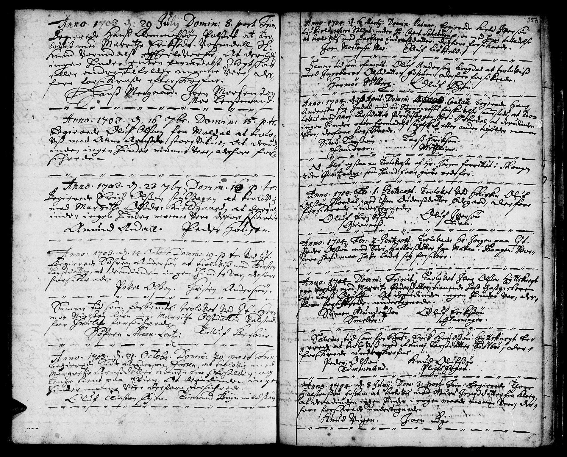 Ministerialprotokoller, klokkerbøker og fødselsregistre - Sør-Trøndelag, SAT/A-1456/668/L0801: Parish register (official) no. 668A01, 1695-1716, p. 356-357