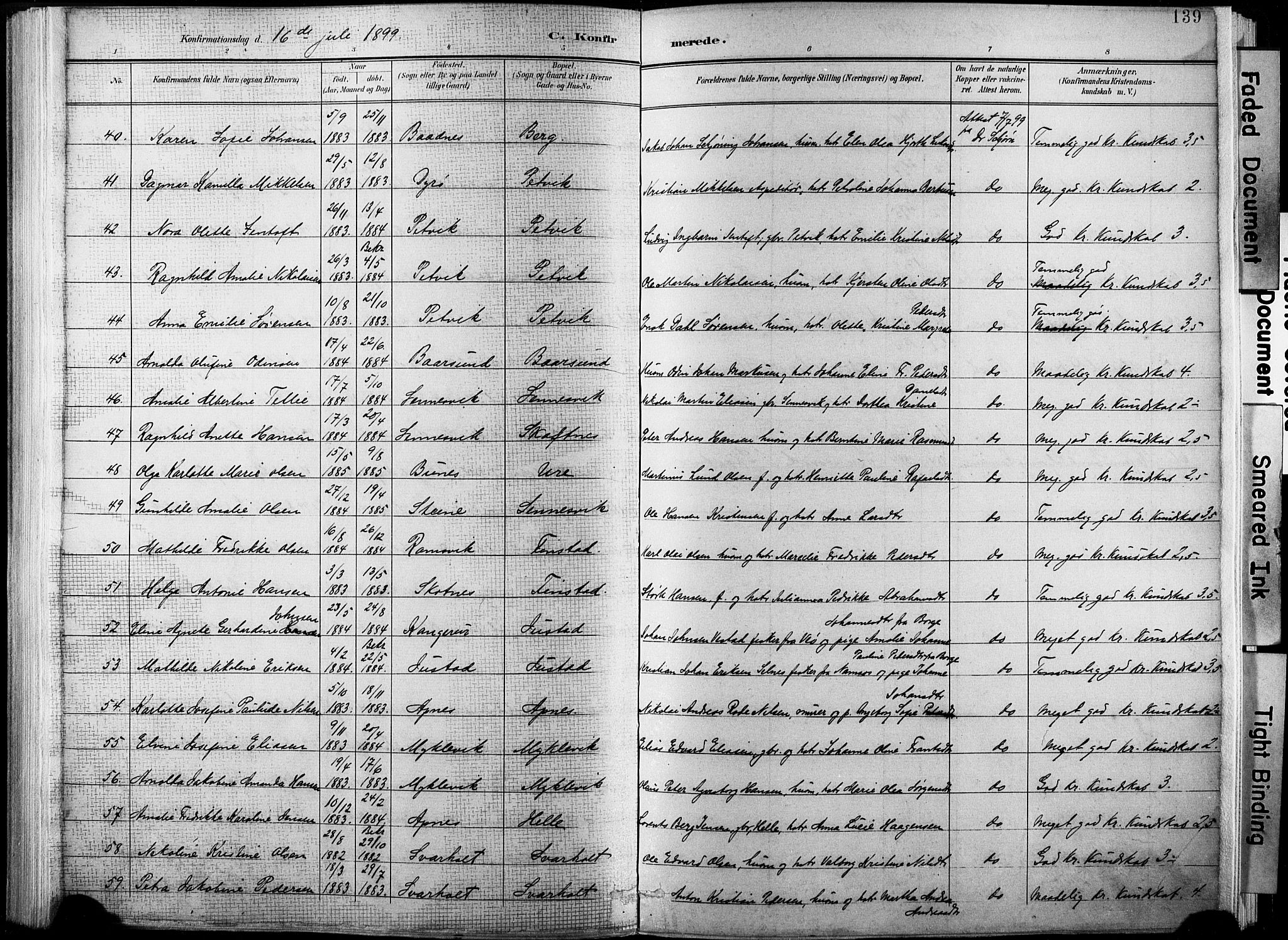 Ministerialprotokoller, klokkerbøker og fødselsregistre - Nordland, AV/SAT-A-1459/881/L1151: Parish register (official) no. 881A04, 1899-1907, p. 139