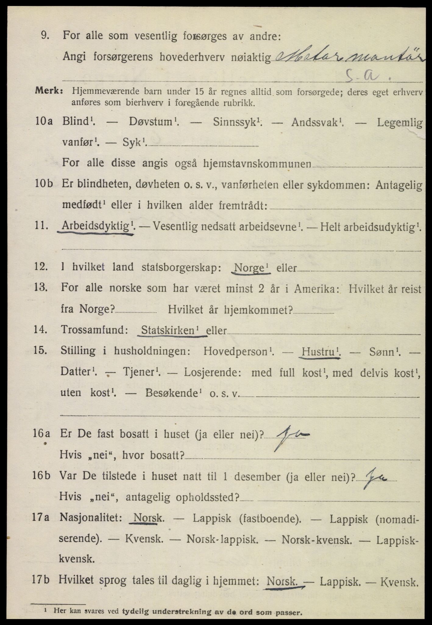 SAT, 1920 census for Meløy, 1920, p. 4110