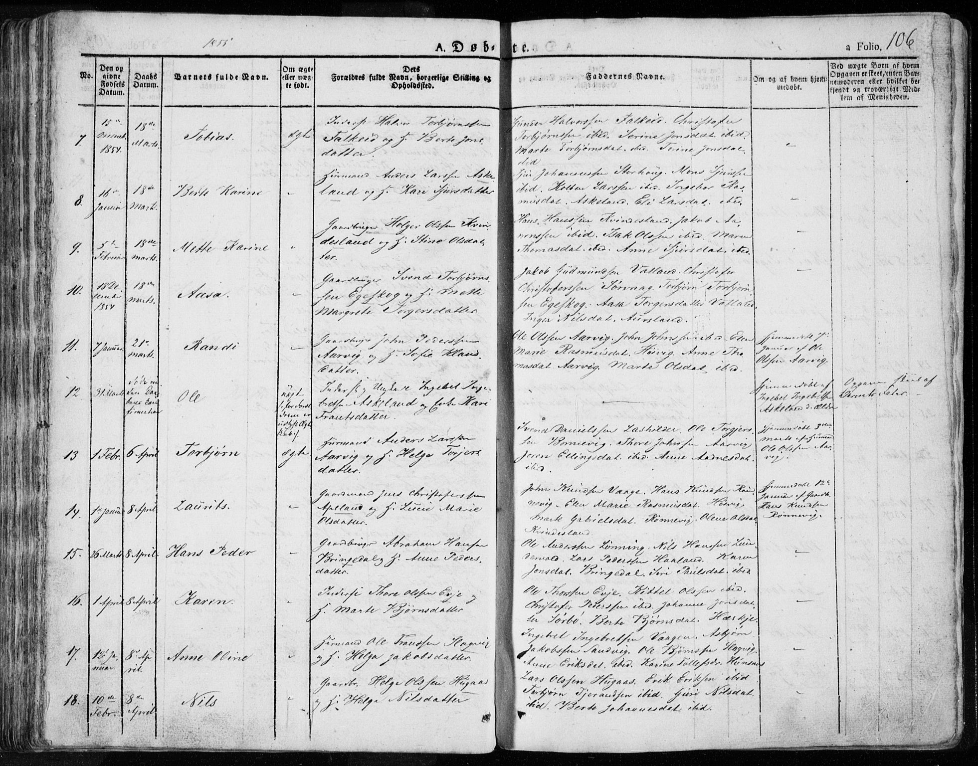 Tysvær sokneprestkontor, AV/SAST-A -101864/H/Ha/Haa/L0001: Parish register (official) no. A 1.1, 1831-1856, p. 106