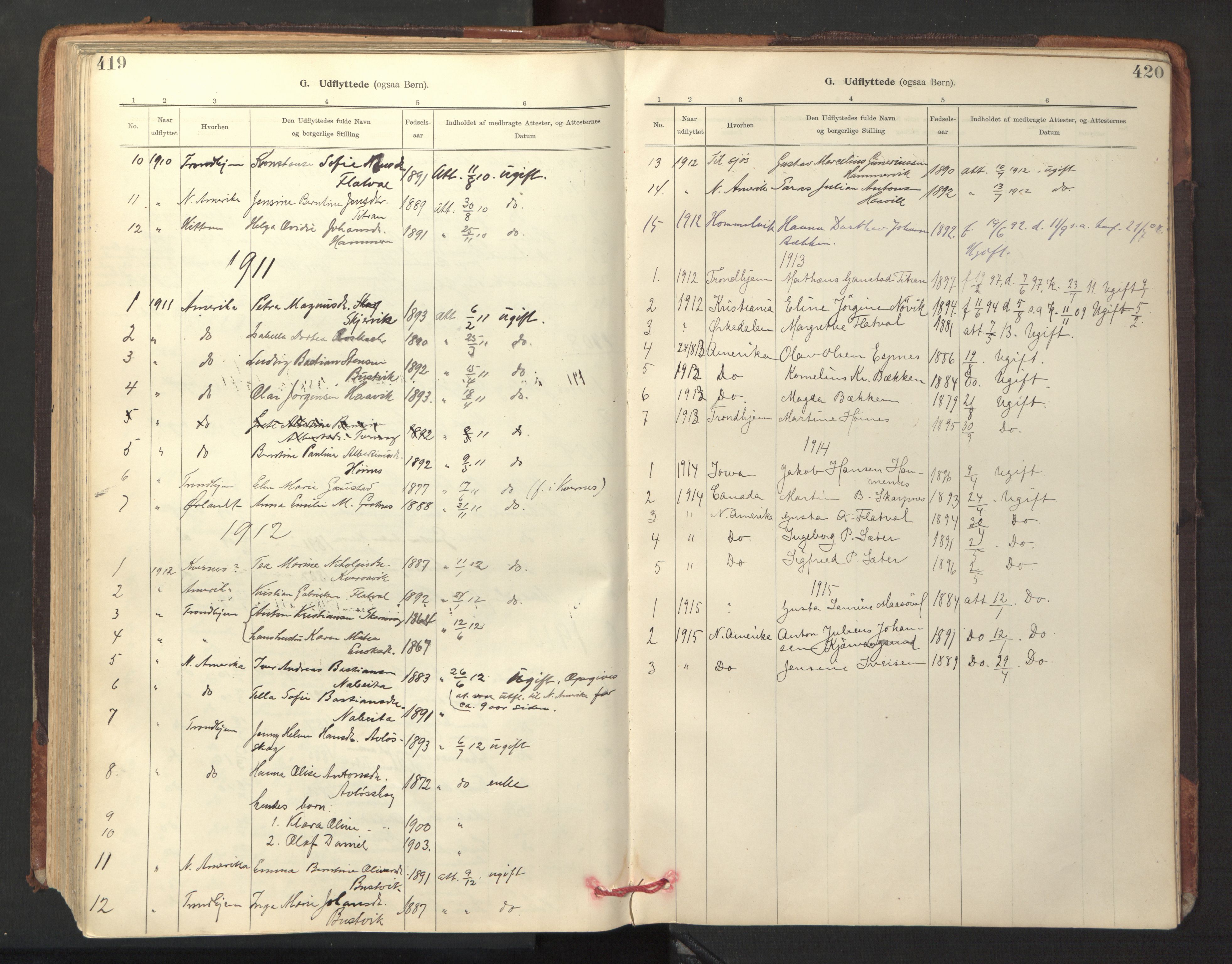 Ministerialprotokoller, klokkerbøker og fødselsregistre - Sør-Trøndelag, SAT/A-1456/641/L0596: Parish register (official) no. 641A02, 1898-1915, p. 419-420