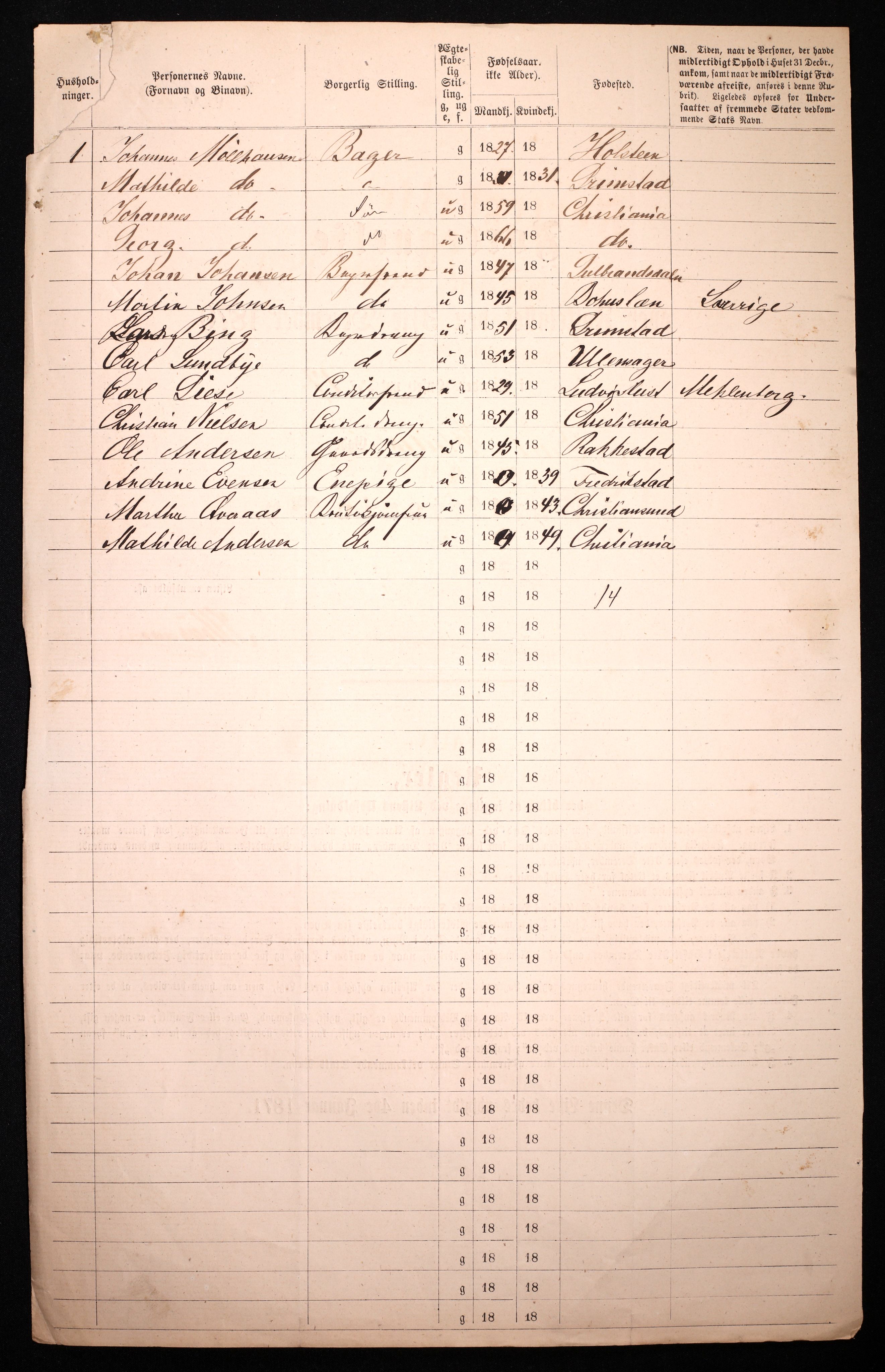 RA, 1870 census for 0301 Kristiania, 1870, p. 509