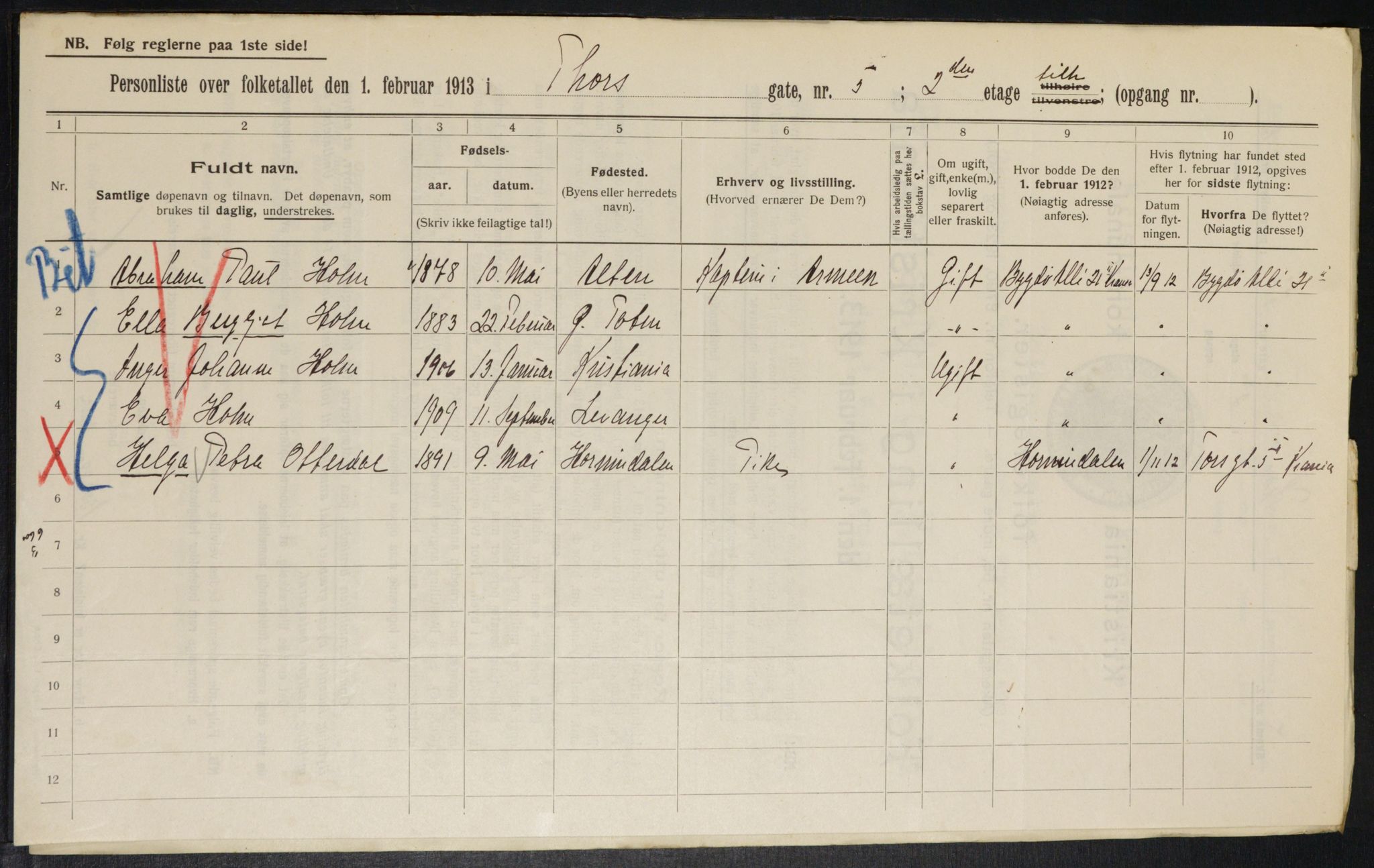 OBA, Municipal Census 1913 for Kristiania, 1913, p. 114389