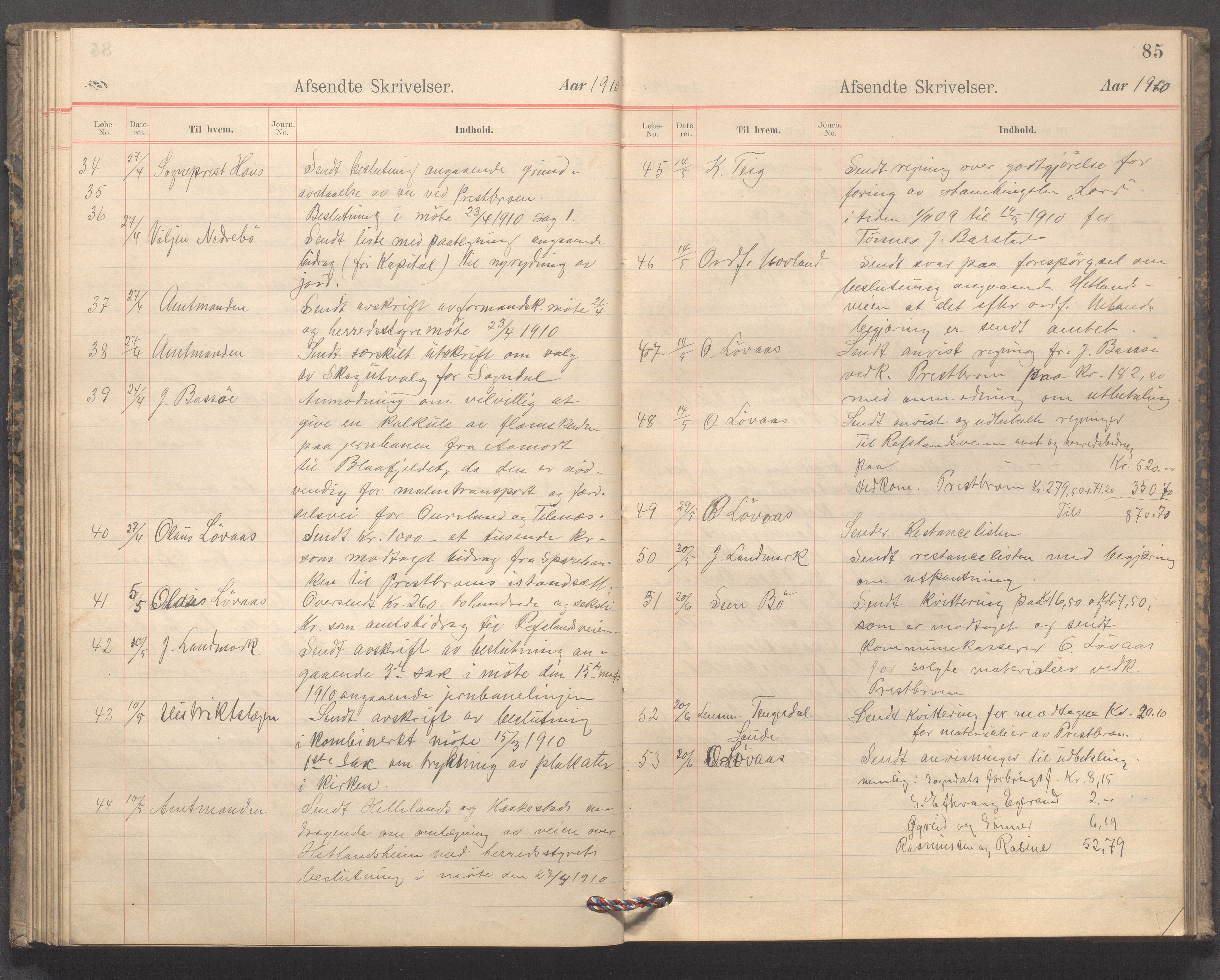 Sokndal kommune - Formannskapet/Sentraladministrasjonen, IKAR/K-101099/B/L0003: Kopibok, 1904-1913, p. 85