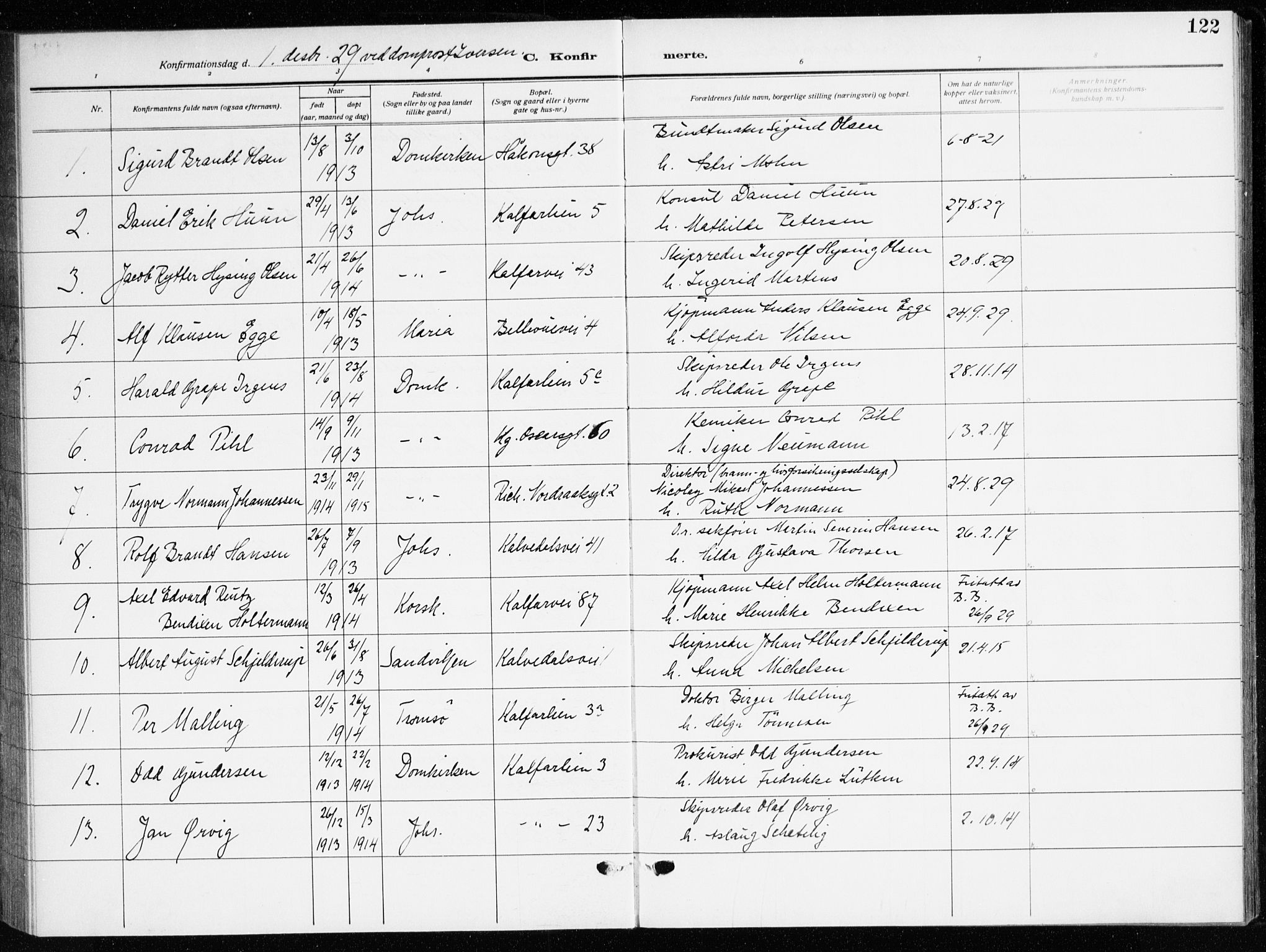 Domkirken sokneprestembete, AV/SAB-A-74801/H/Haa/L0032: Parish register (official) no. C 7, 1915-1930, p. 122