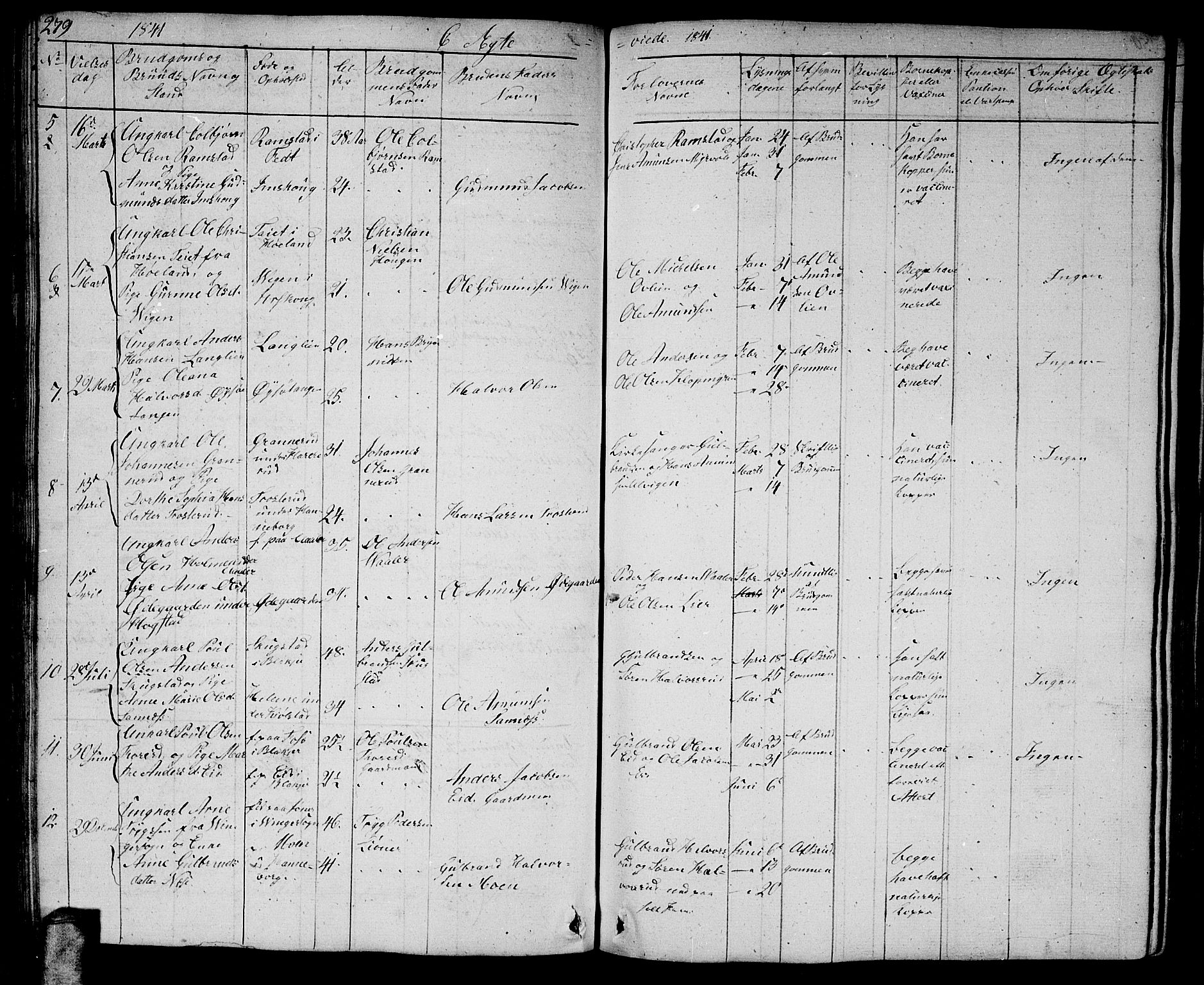 Aurskog prestekontor Kirkebøker, AV/SAO-A-10304a/G/Ga/L0002: Parish register (copy) no. I 2, 1829-1857, p. 279