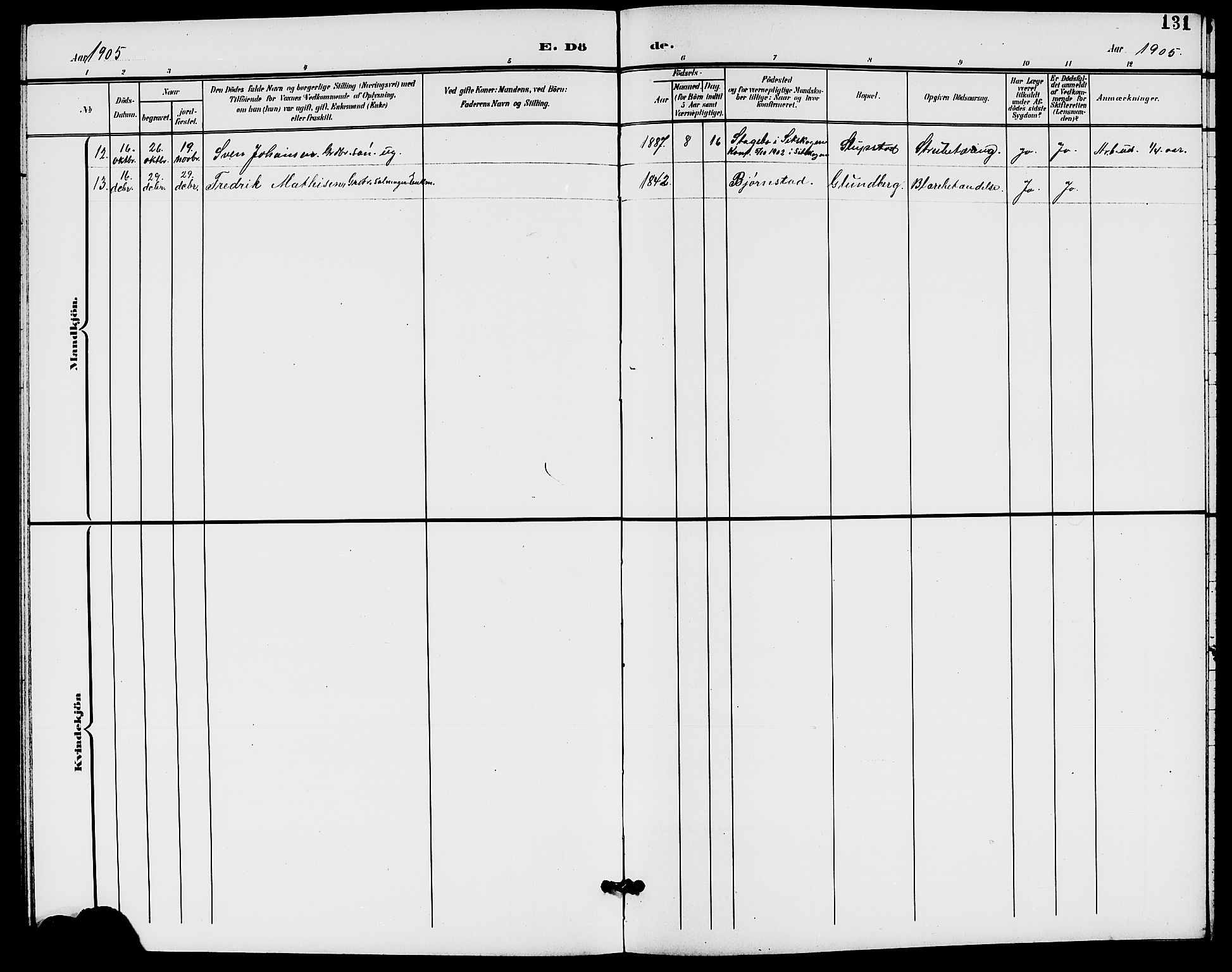 Rødenes prestekontor Kirkebøker, AV/SAO-A-2005/G/Ga/L0002: Parish register (copy) no. I 2, 1901-1910, p. 131